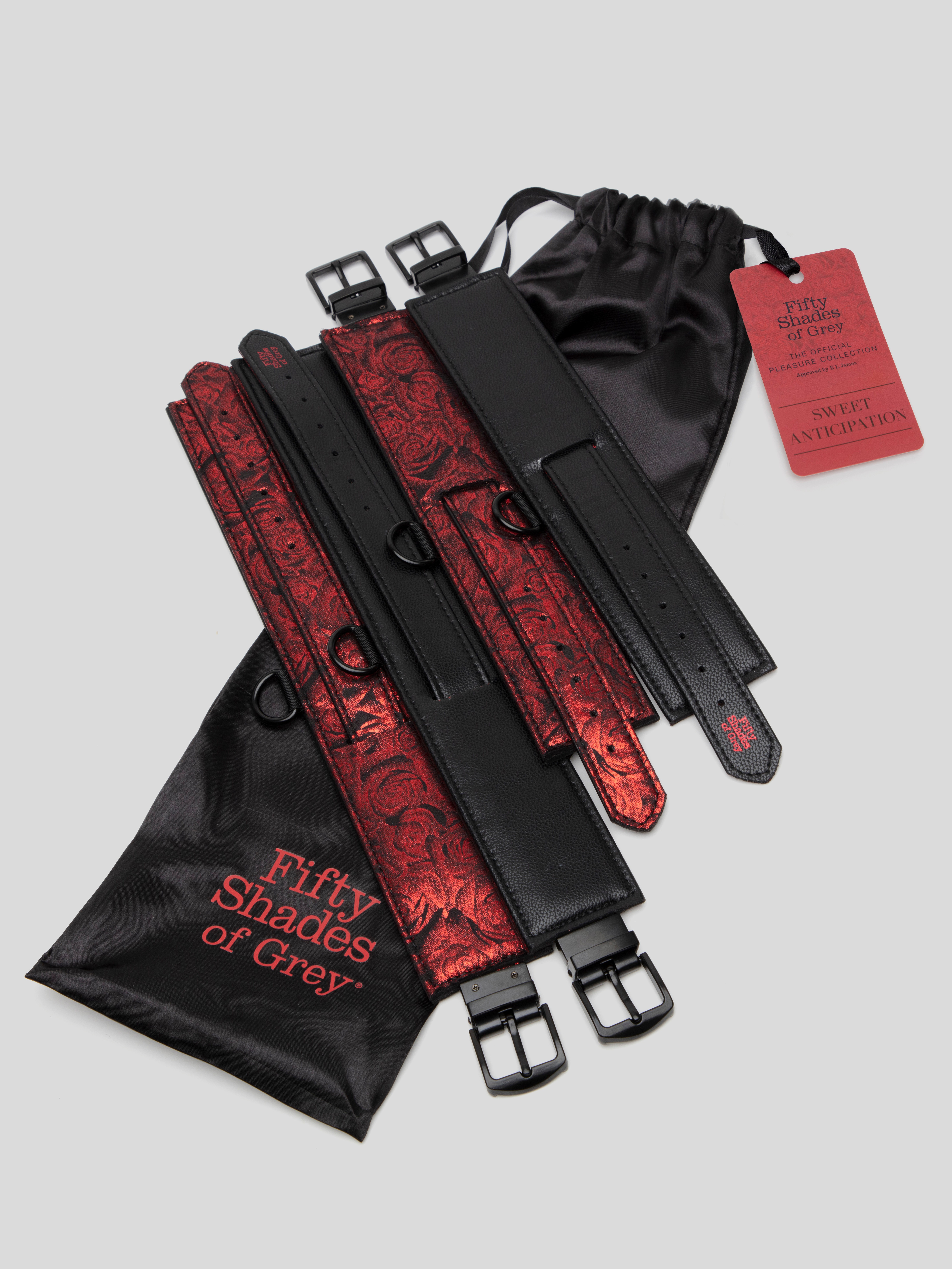 Fifty Shades of Grey Sweet Anticipation Reversible Under Mattress Restraint Set , Black, hi-res