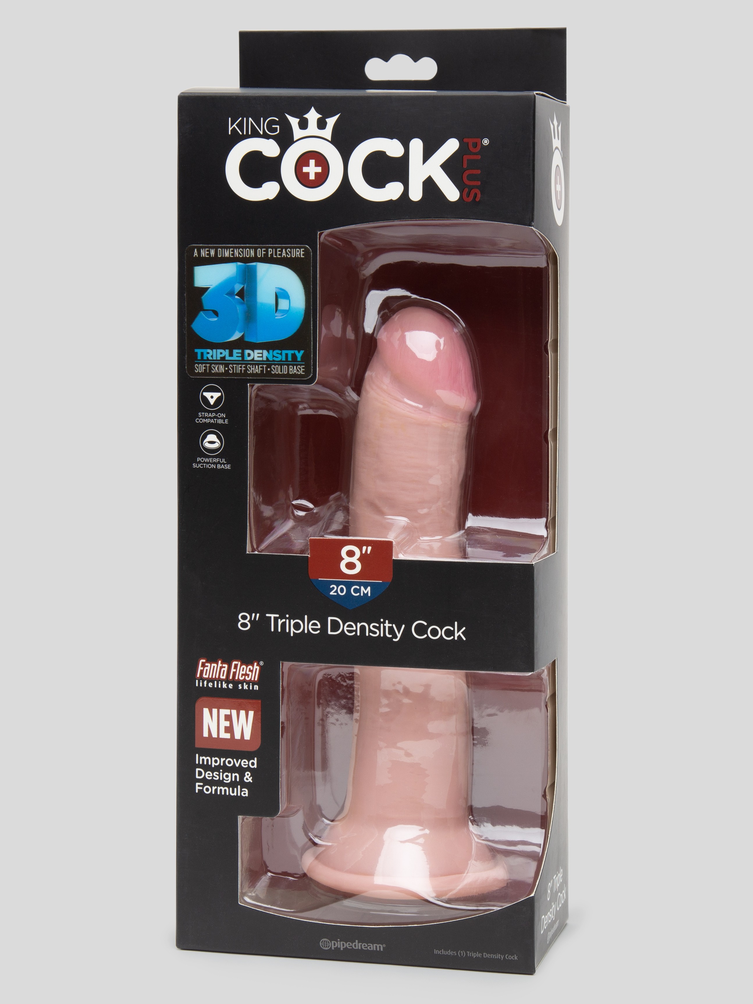 King Cock Girthy Triple Density Ultra Realistic Dildo 8 Inch, Flesh Pink, hi-res