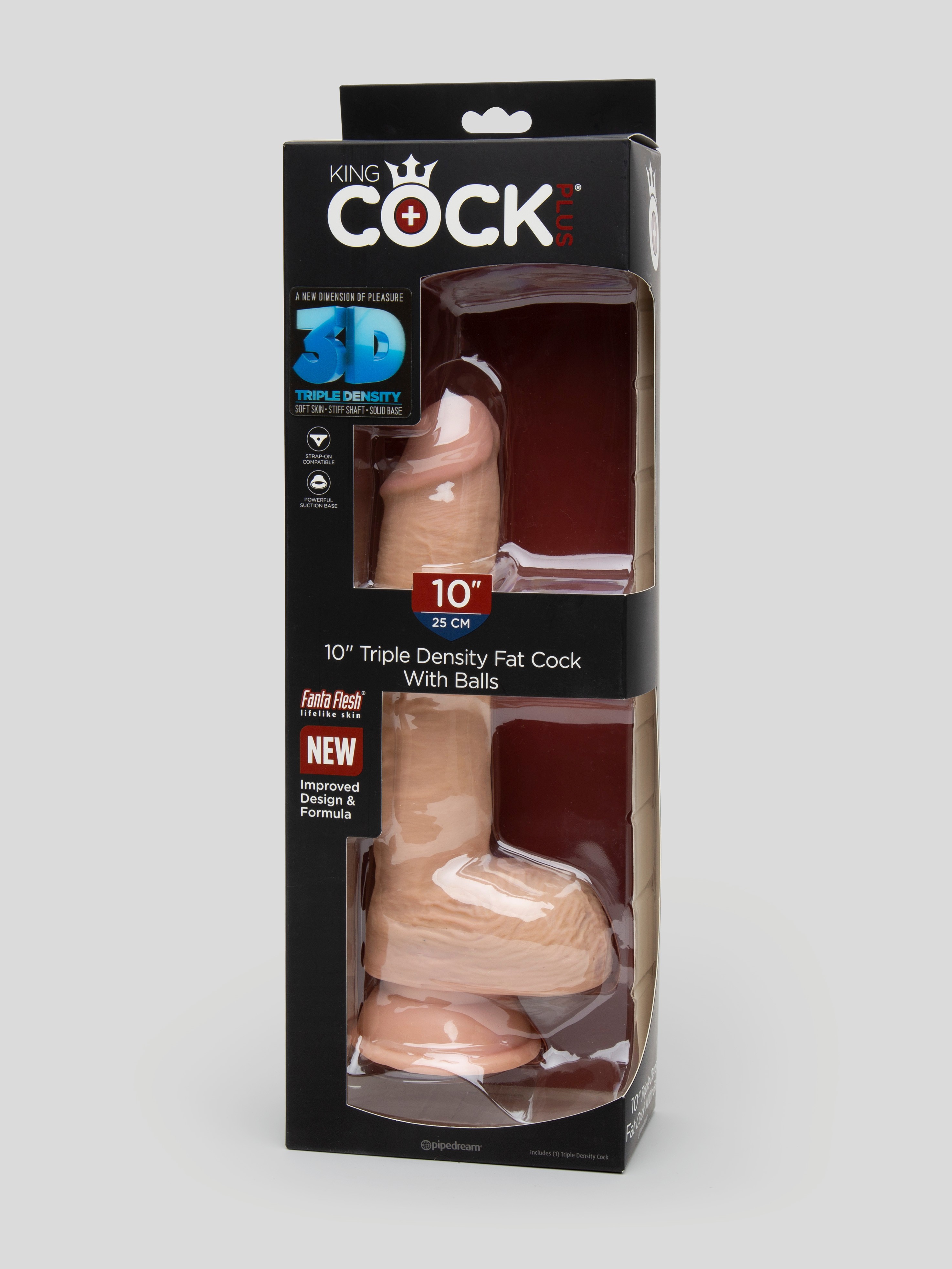 King Cock Girthy Triple Density Ultra Realistic Dildo with Balls 8 Inch, Flesh Pink, hi-res