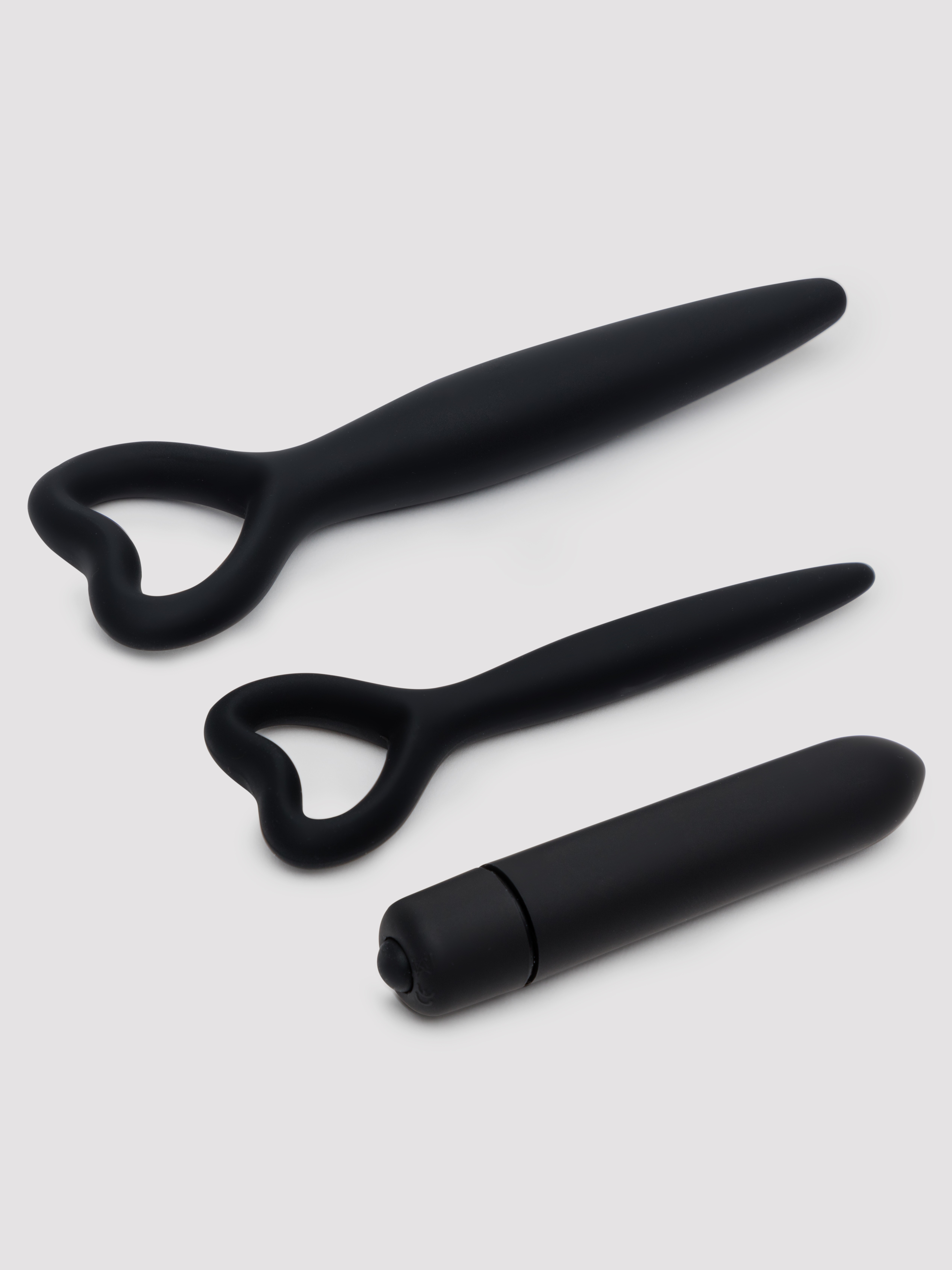 Silicone Vaginal Dilator and Bullet Vibrator Set, Black, hi-res