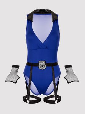 Disfraz de policía sexy con body azul talla grande de Lovehoney Fantasy
