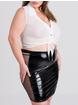 Lovehoney Fantasy Risky Business Top and PVC-Look Skirt Set, Black, hi-res