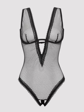 Lovehoney Plus Size Provocatease Netz-Body mit Bügel-Cups (schwarz)