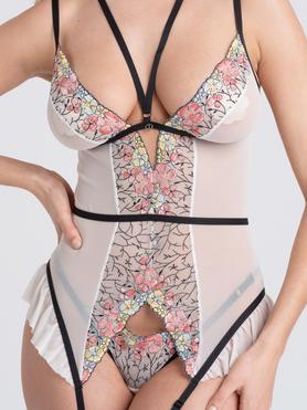 Lovehoney Flora Ivory Embroidered Bustier Set