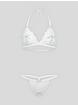 Lovehoney Plus Size Peek-a-Boo White Lace Bra and Crotchless G-String, White, hi-res