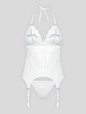 Lovehoney Plus Size Peek-a-Boo White Lace Merry Widow Bustier Set