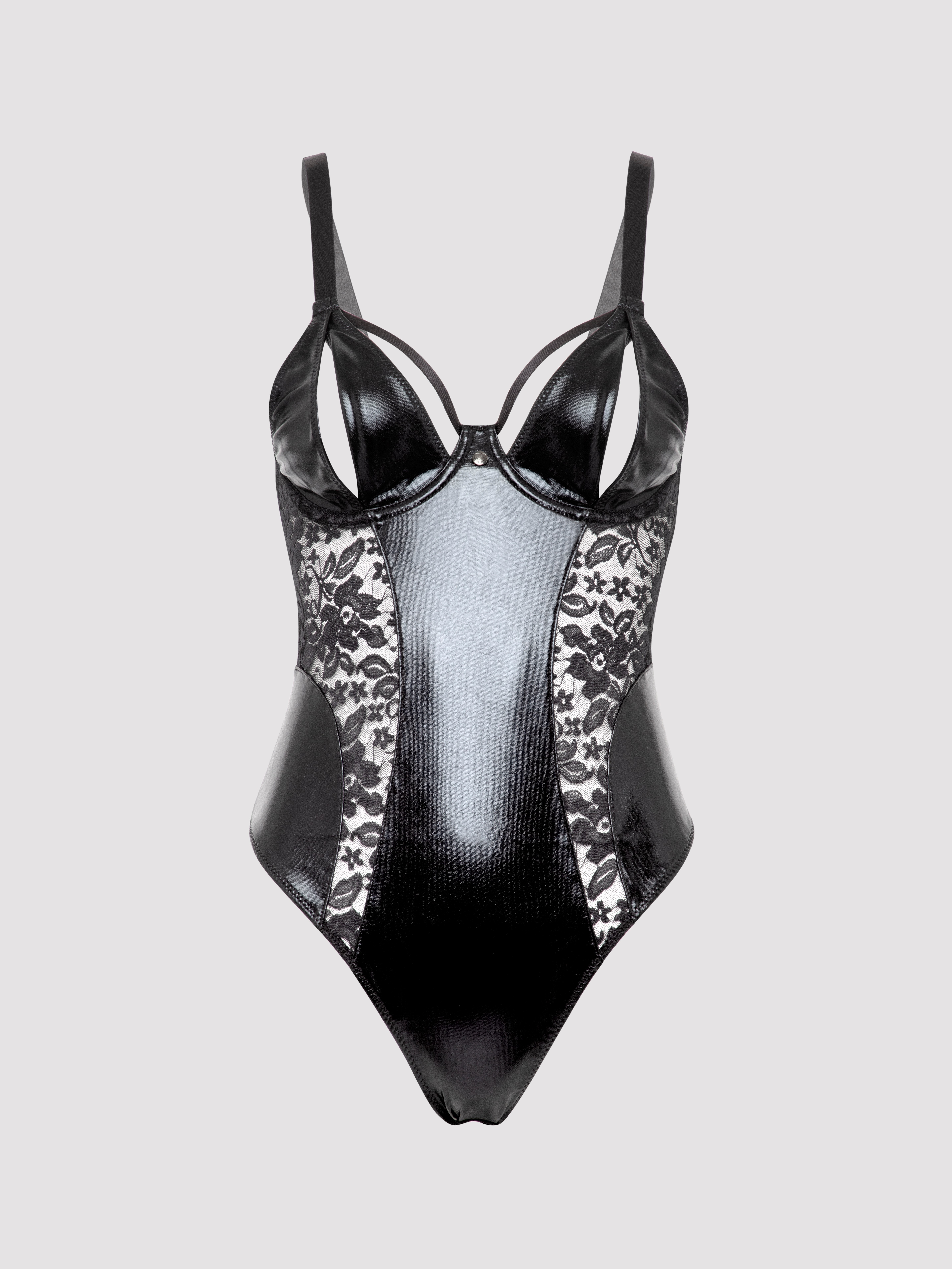 Lovehoney Fierce Muse Wet Look Crotchless Body, Black, hi-res