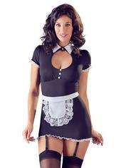 Cottelli French Maid Keyhole Suspender Dress Costume, Black, hi-res