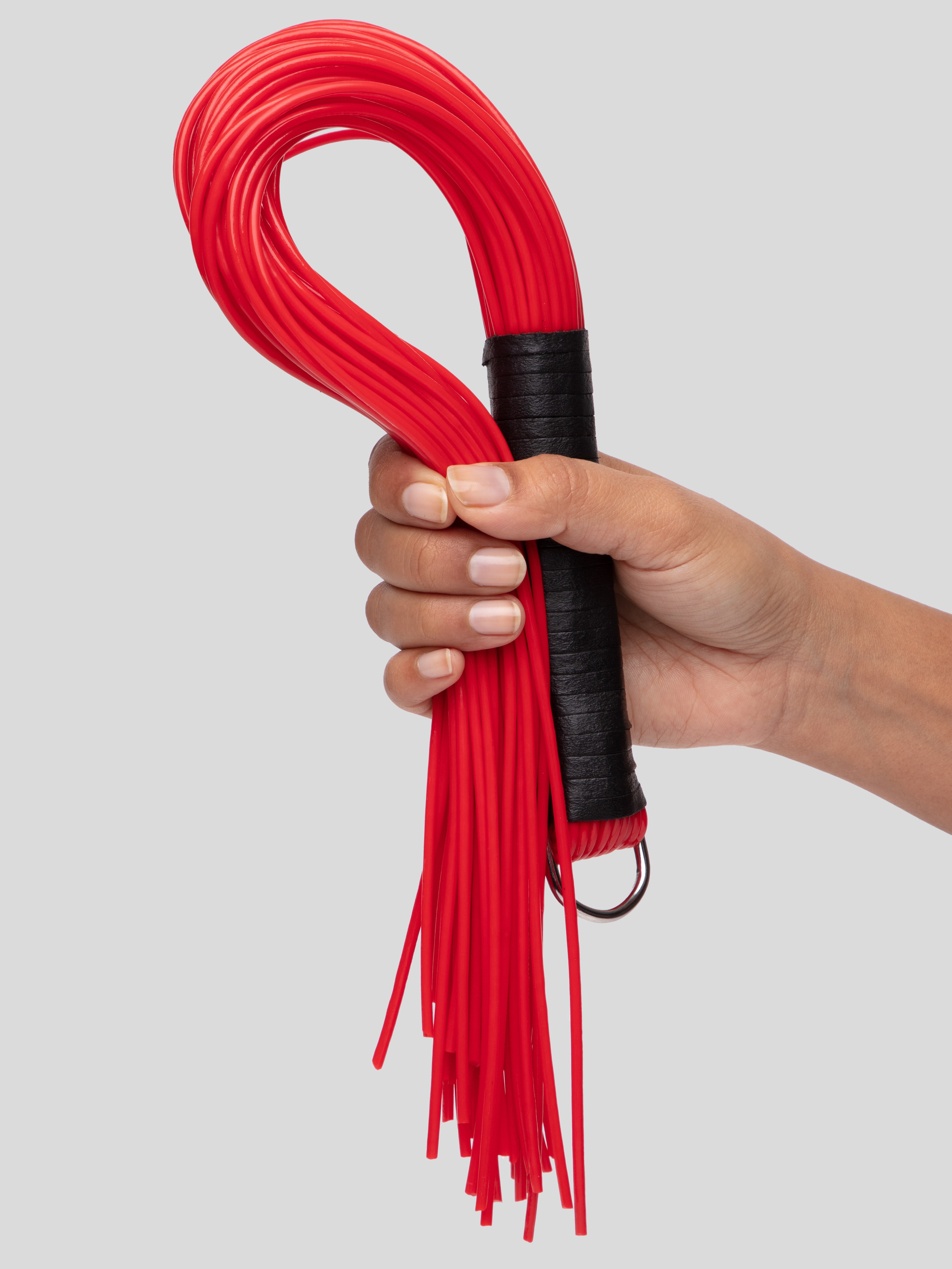 DOMINIX Deluxe Leather and PVC Flogger, Black, hi-res