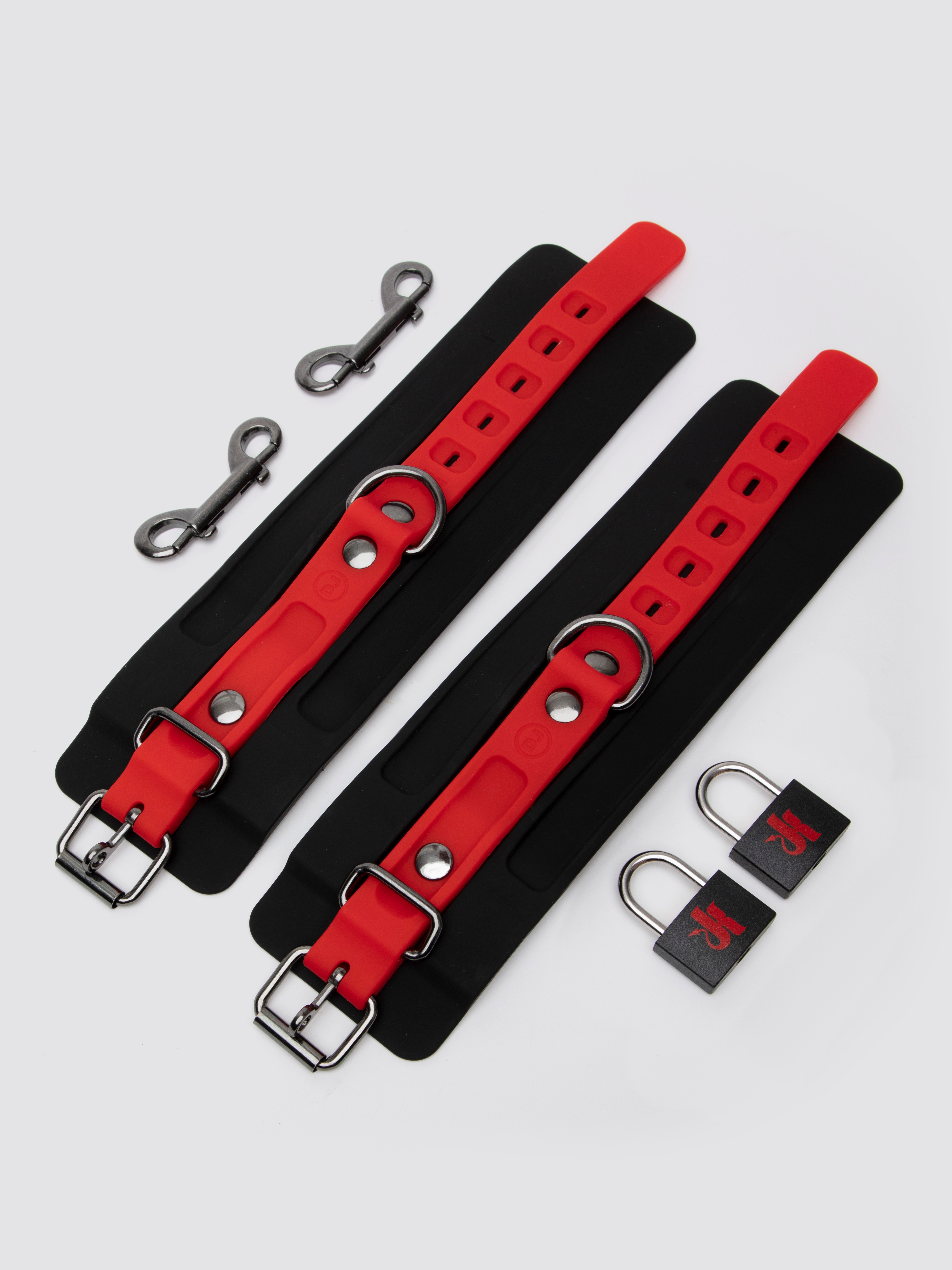 Kink by Doc Johnson Silicone Hand Cuffs, Black, hi-res