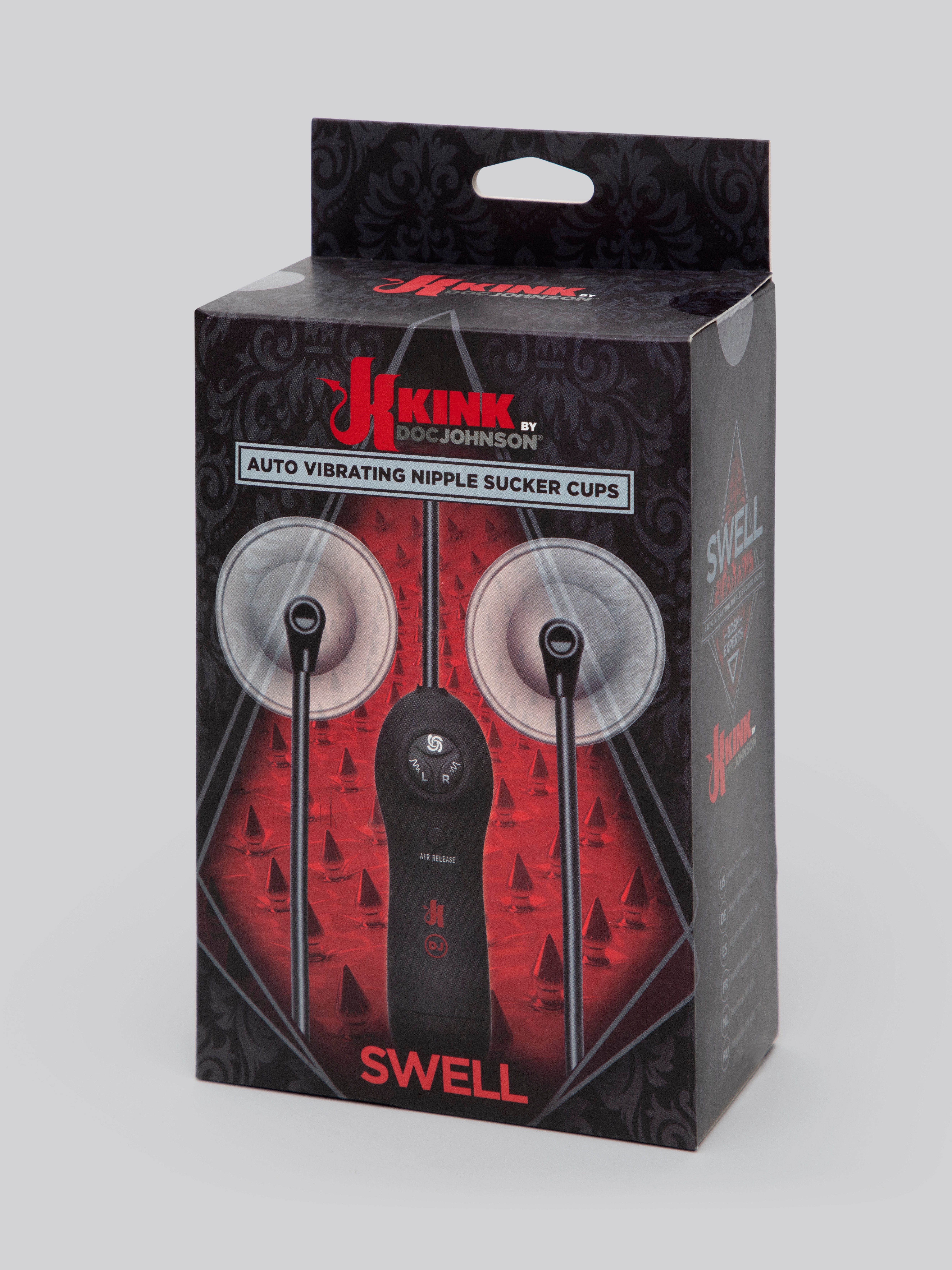 Kink by Doc Johnson Automatic Vibrating Nipple Suckers, Black, hi-res