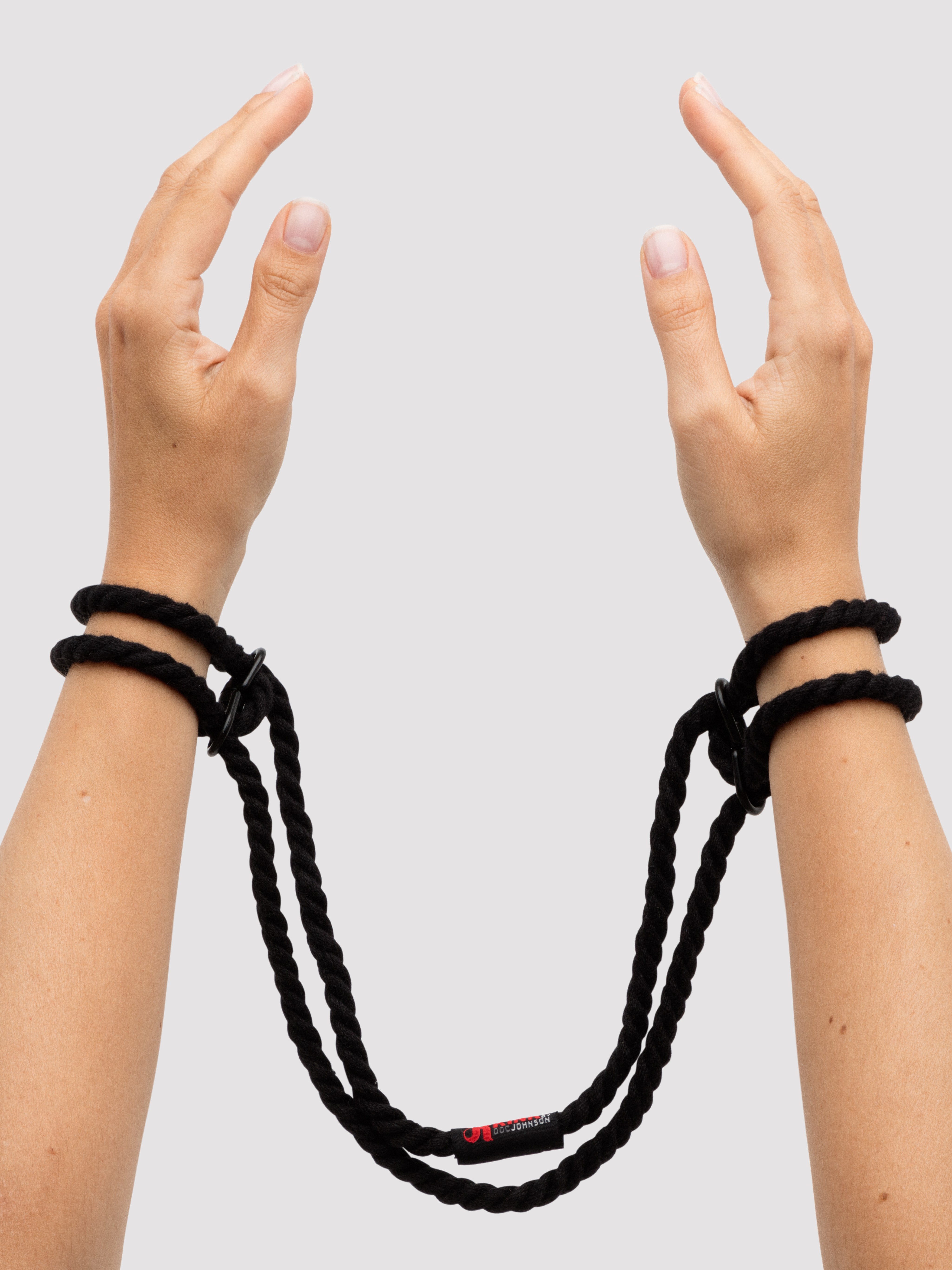 Kink by Doc Johnson Hemp Hog Tie Cuffs, Black, hi-res