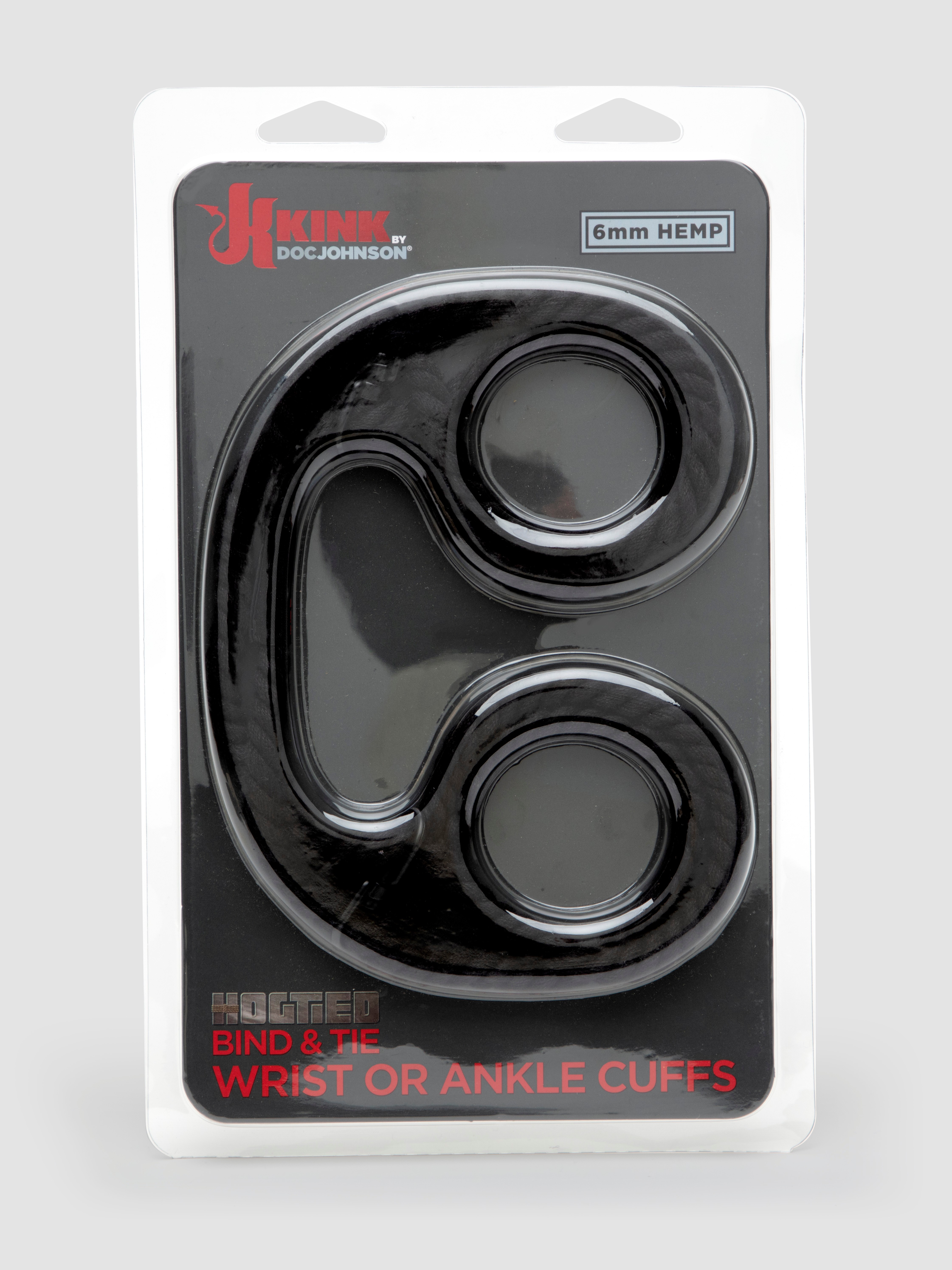Kink by Doc Johnson Hemp Hog Tie Cuffs, Black, hi-res