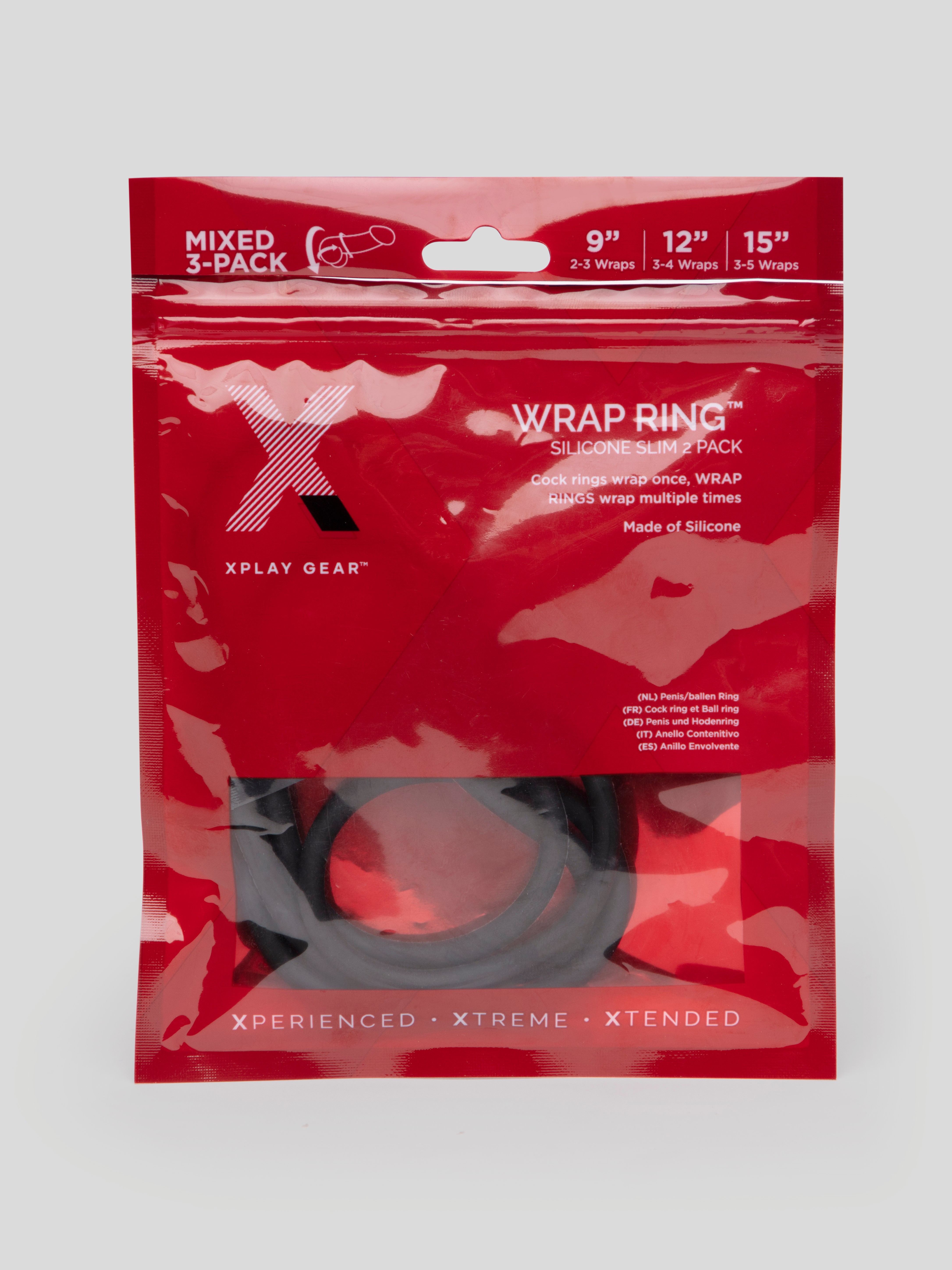 Perfect Fit Wrap Cock Ring Set (3 Pack), Black, hi-res