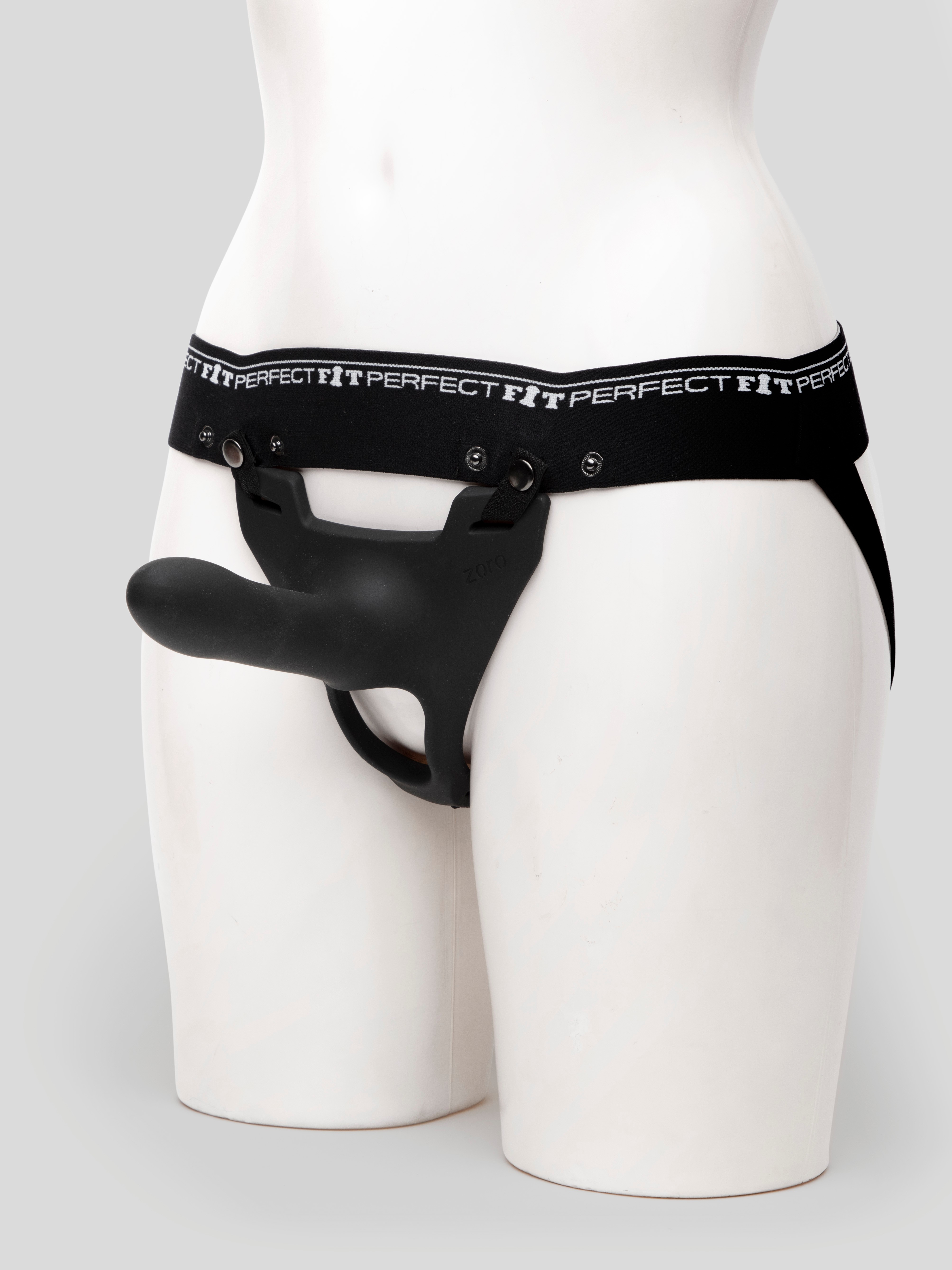 Perfect Fit Zoro Strap-On Kit with Silicone Dildo 5.5 Inch, Black, hi-res