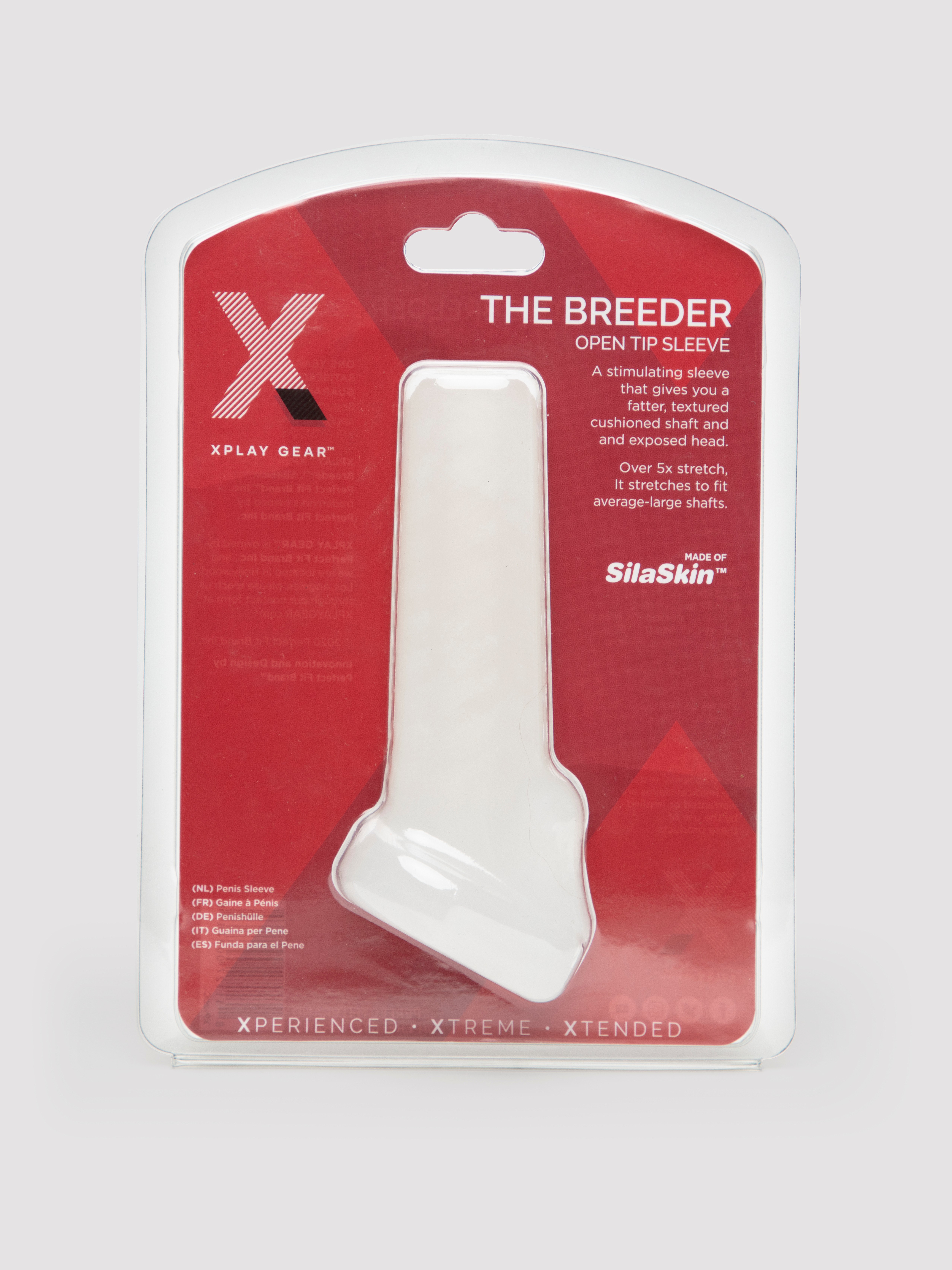 Perfect Fit Open Ended Textured Penis Sleeve, Clear, hi-res