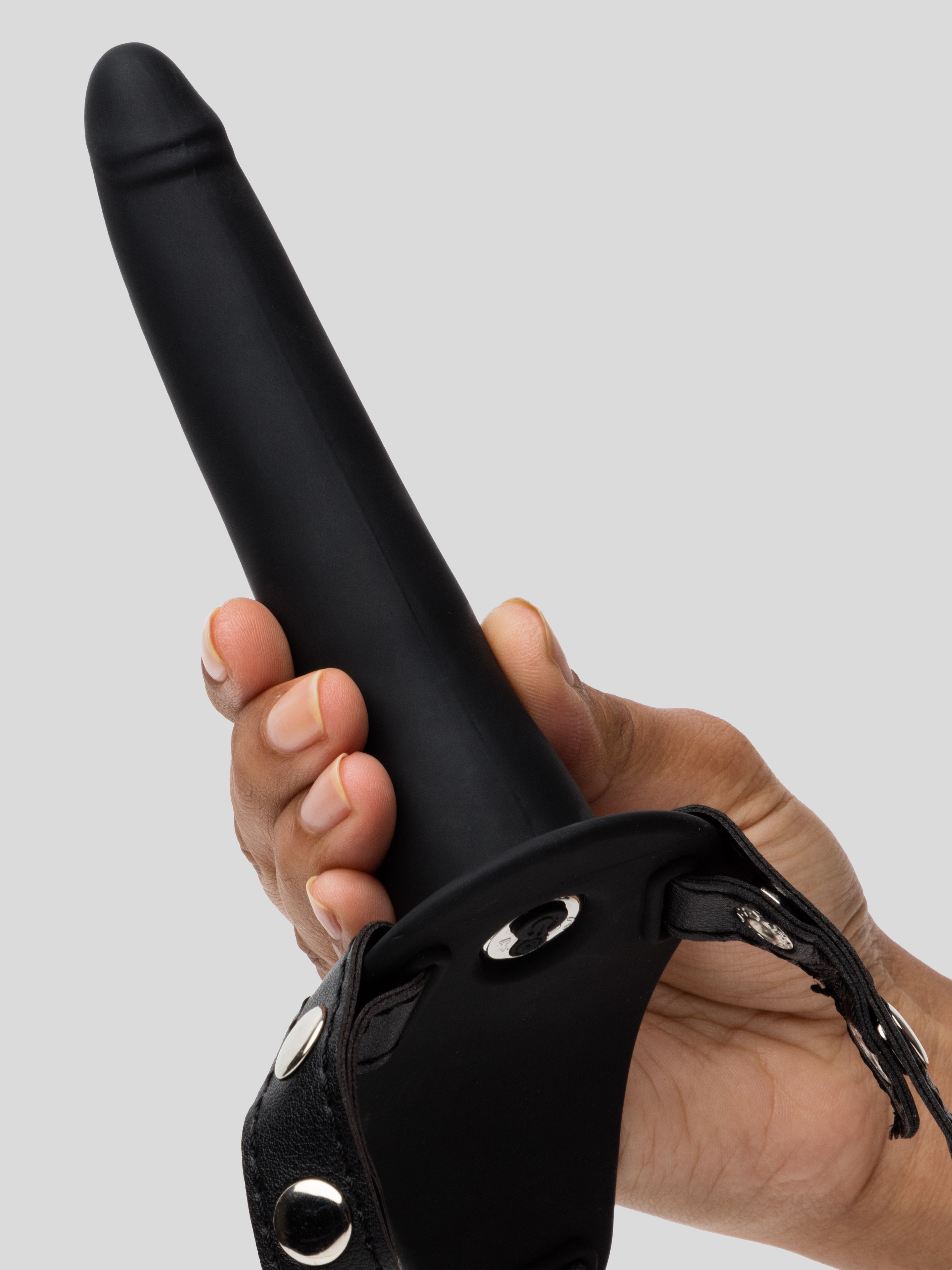 Vibrating Non-Realistic Rechargeable Silicone Strap-On 6 Inches, Black, hi-res