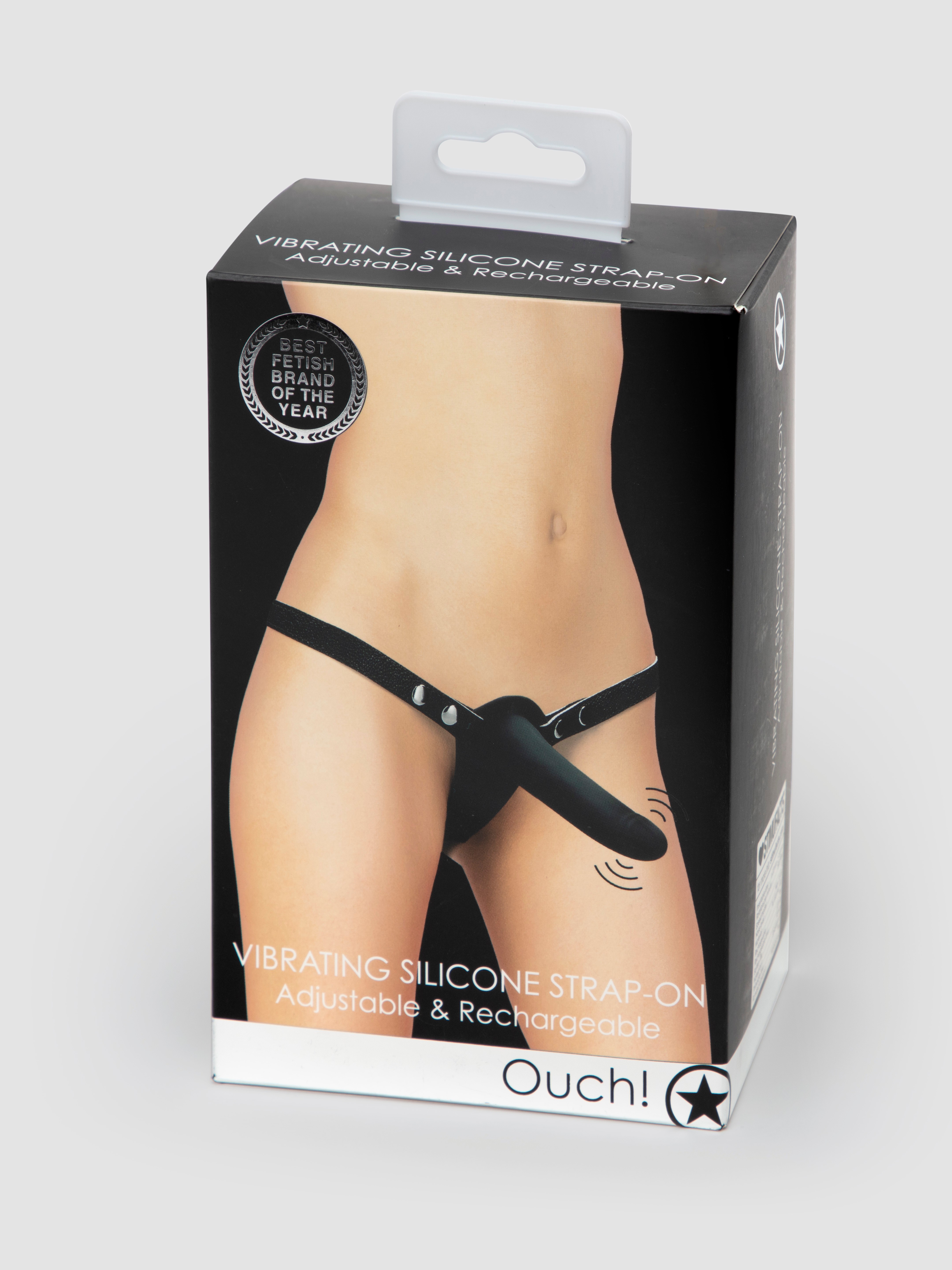 Vibrating Non-Realistic Rechargeable Silicone Strap-On 6 Inches, Black, hi-res