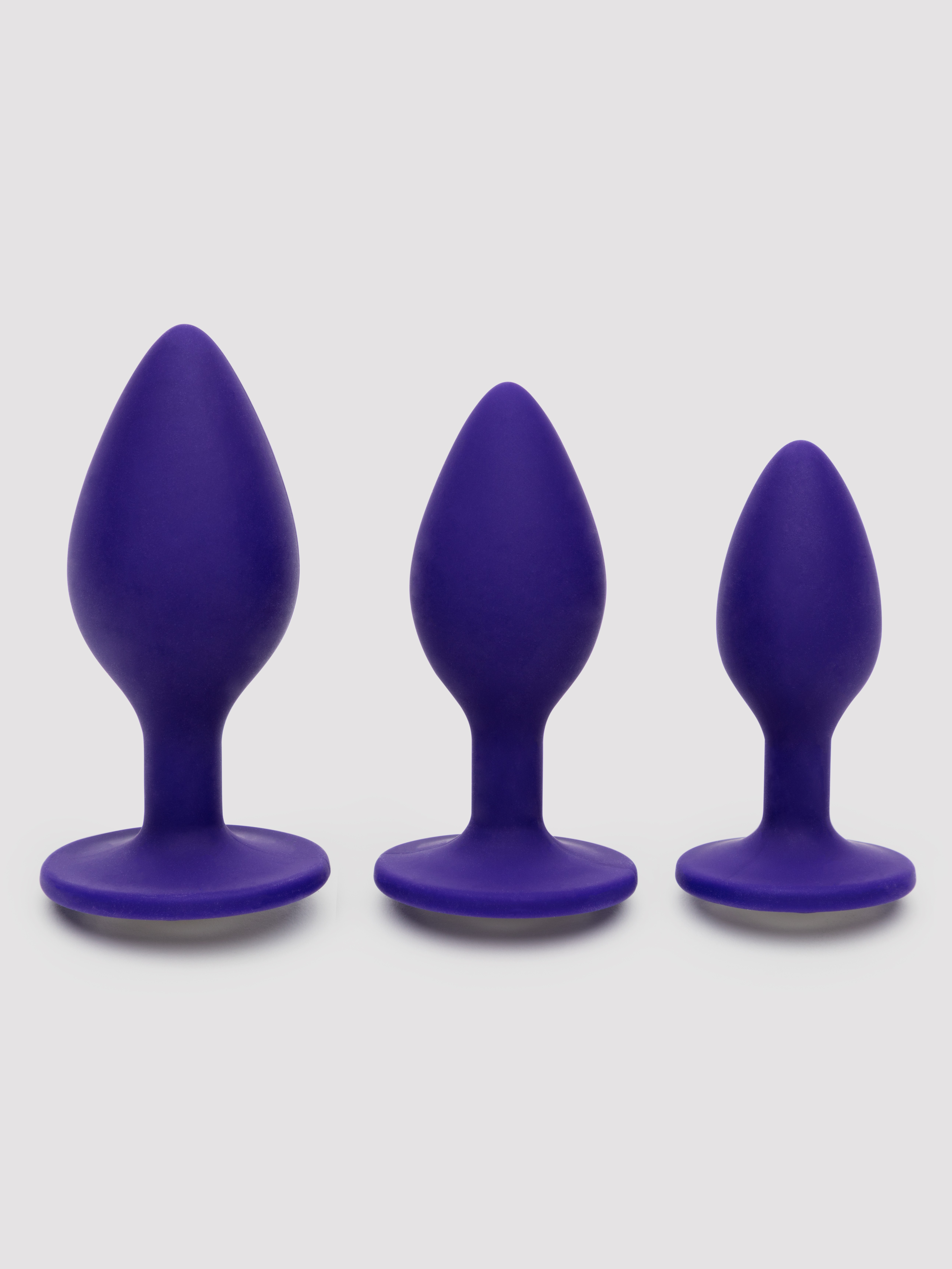 Lovehoney Jewelled Silicone Butt Plug Set , Purple, hi-res