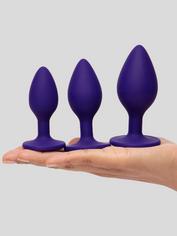 Lovehoney Jewelled Silicone Butt Plug Set , Purple, hi-res