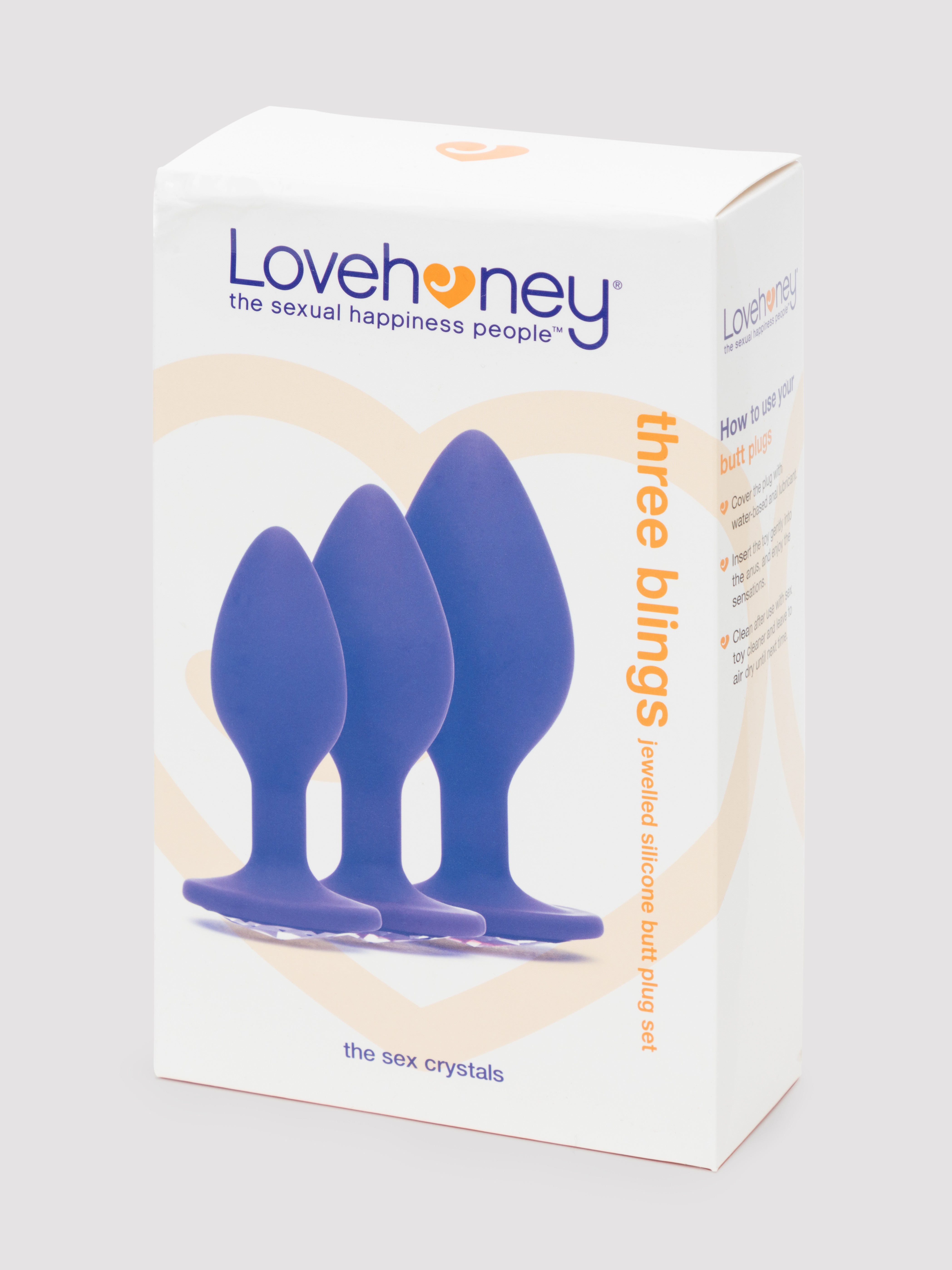 Lovehoney Jewelled Silicone Butt Plug Set , Purple, hi-res