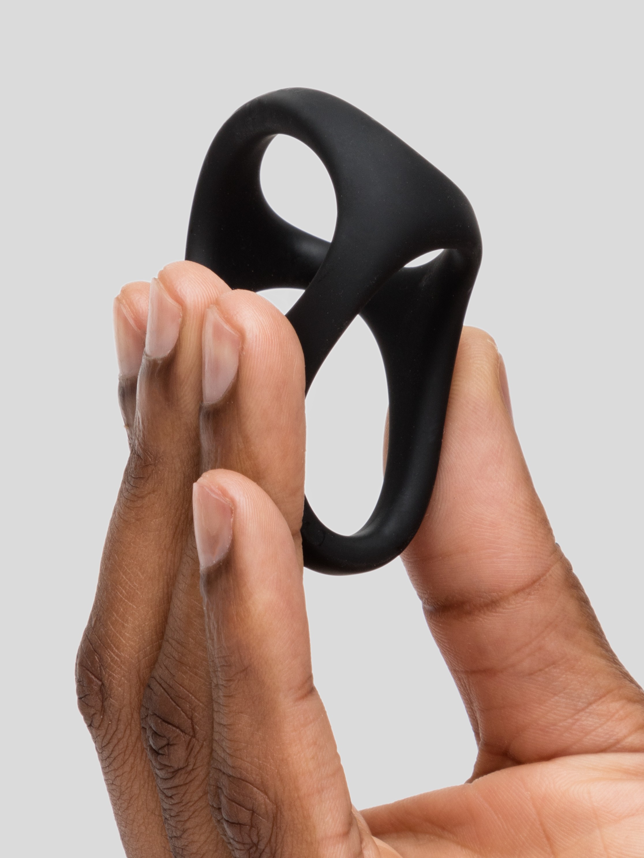 Tracey Cox EDGE Silicone Cock and Ball Sling with Ball Divider, Black, hi-res