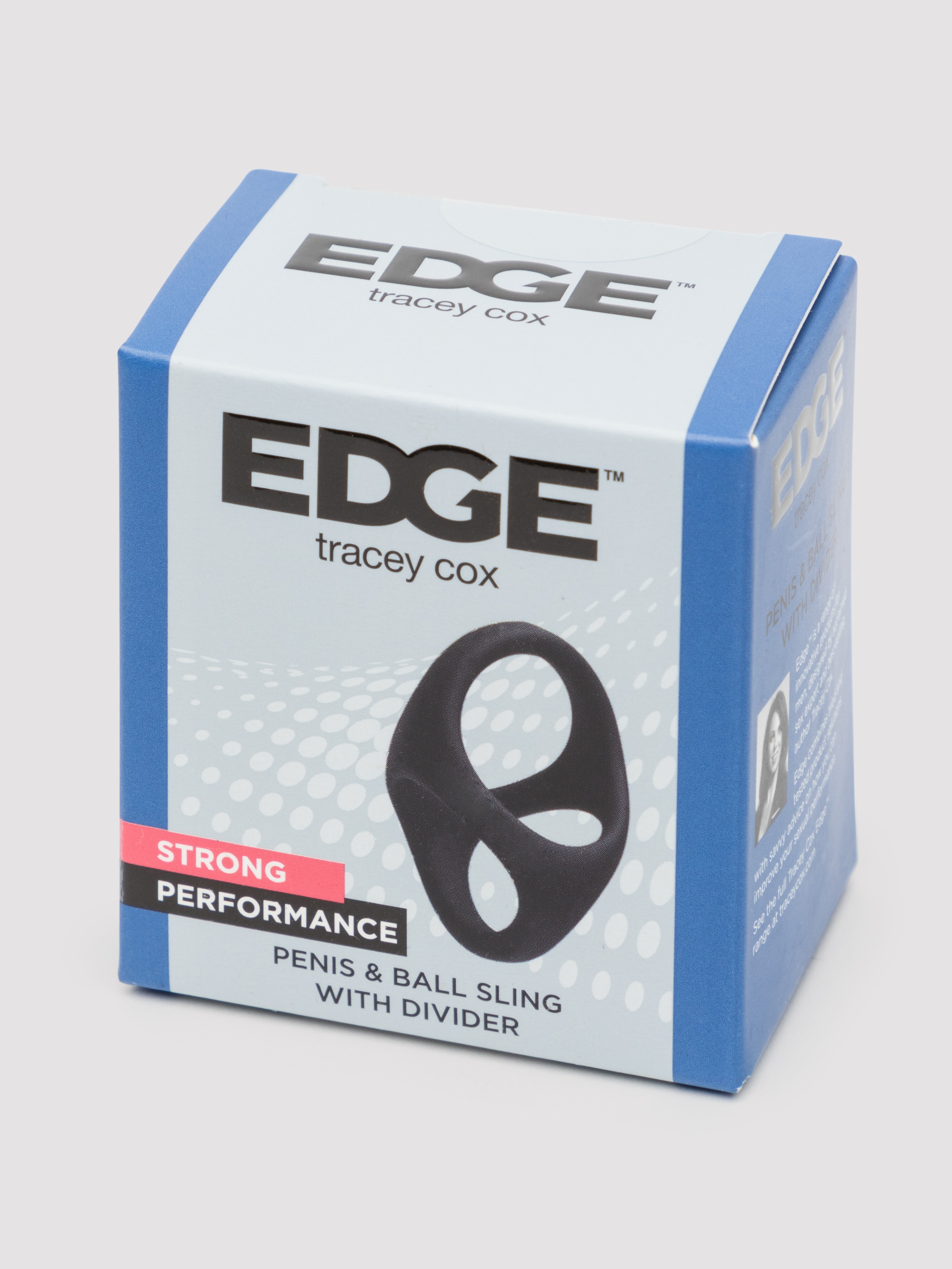 Tracey Cox EDGE Silicone Cock and Ball Sling with Ball Divider, Black, hi-res