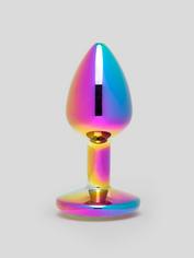 Lovehoney Jewelled Iridescent Metal Small Butt Plug 2.5 Inch, Rainbow, hi-res
