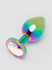 Lovehoney Jeweled Iridescent Metal Medium Butt Plug 3 Inch, Rainbow, hi-res