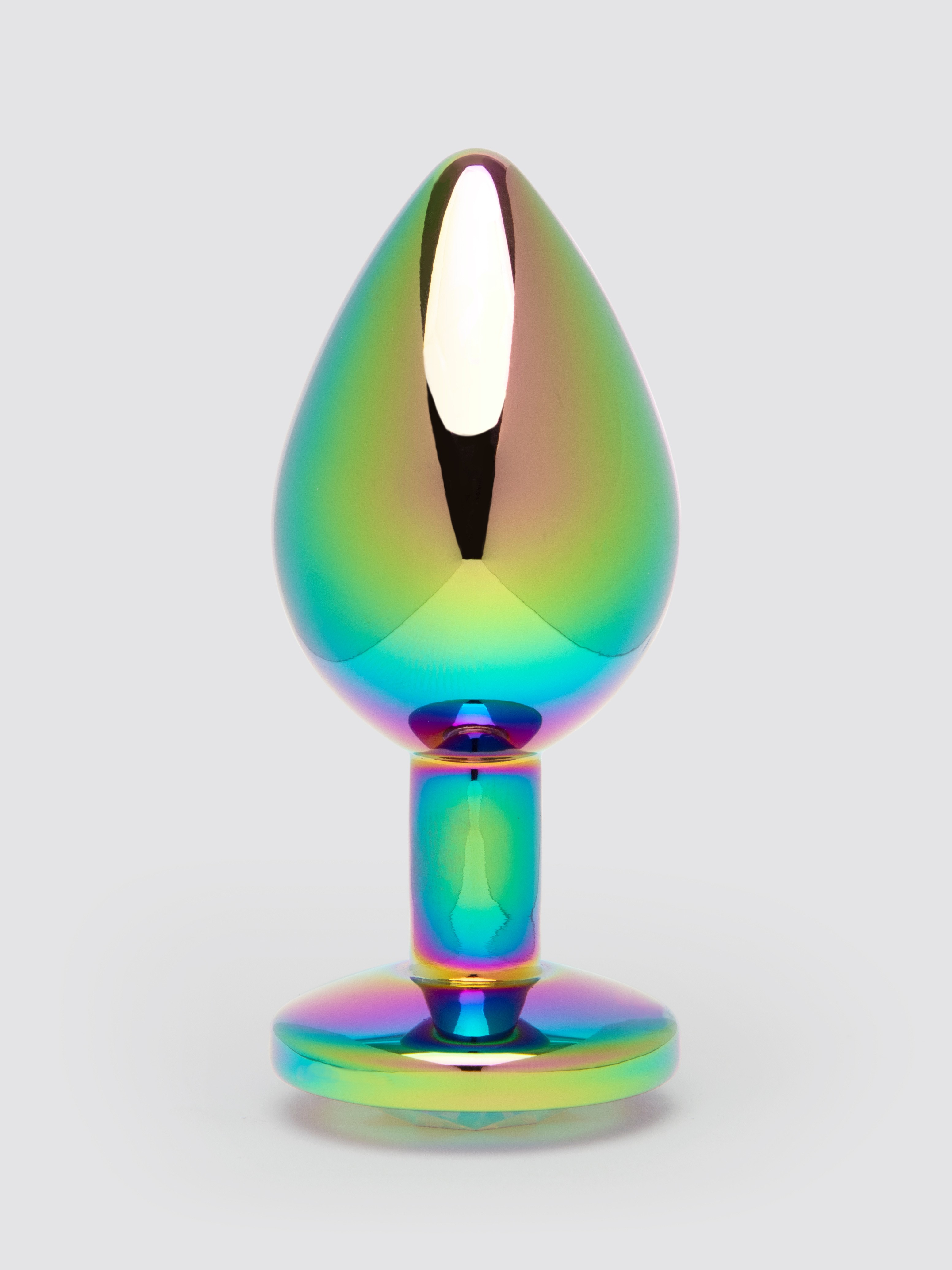 Lovehoney Jewelled Iridescent Metal Medium Butt Plug 3 Inch, Rainbow, hi-res