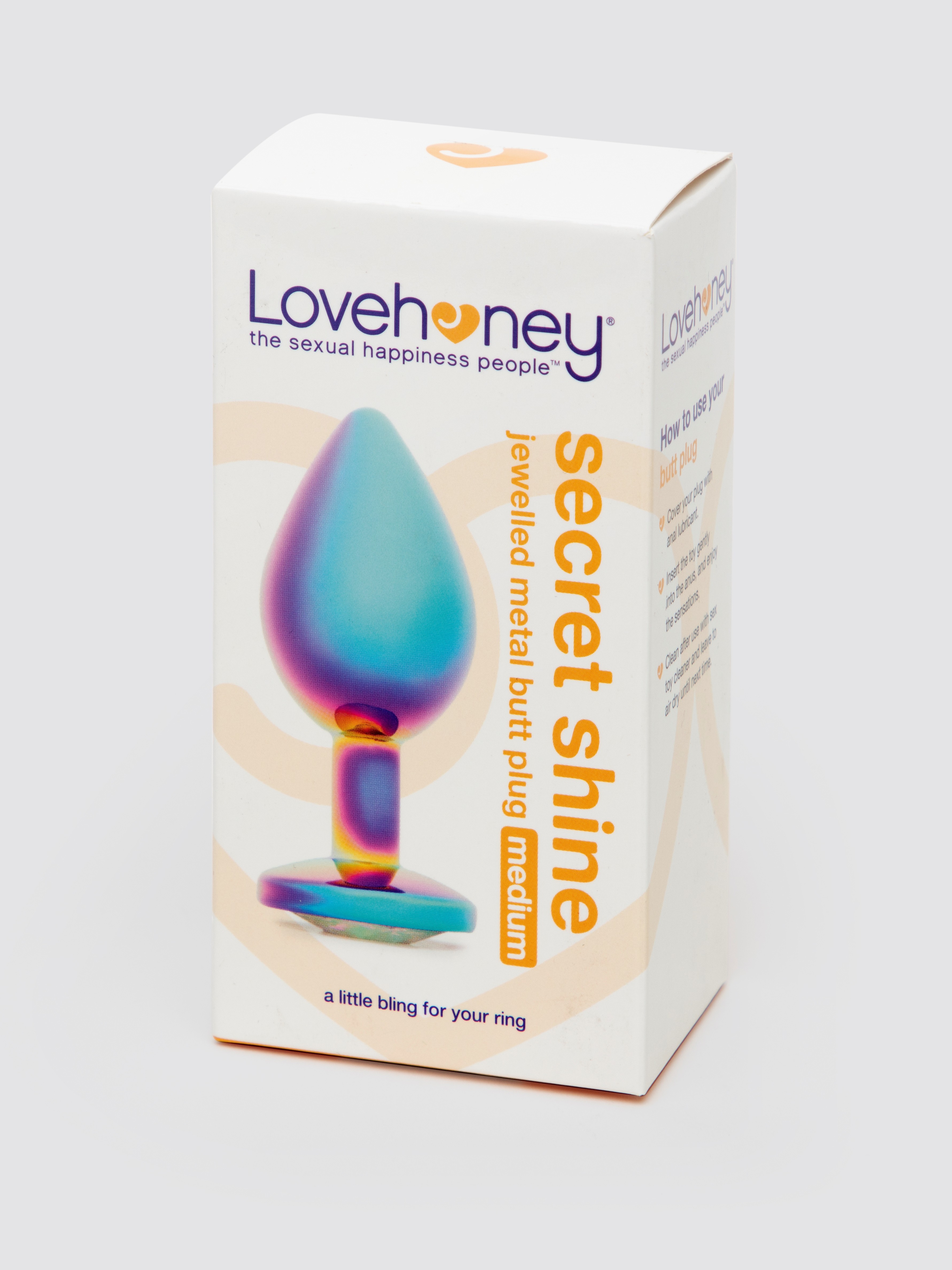 Lovehoney Jewelled Iridescent Metal Medium Butt Plug 3 Inch, Rainbow, hi-res