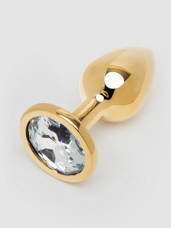 Plug anal pequeño metálico dorado con joya 6 cm de Lovehoney, Dorado, hi-res