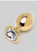 Lovehoney Jewelled Gold Metal Medium Butt Plug 3 Inch, Gold, hi-res
