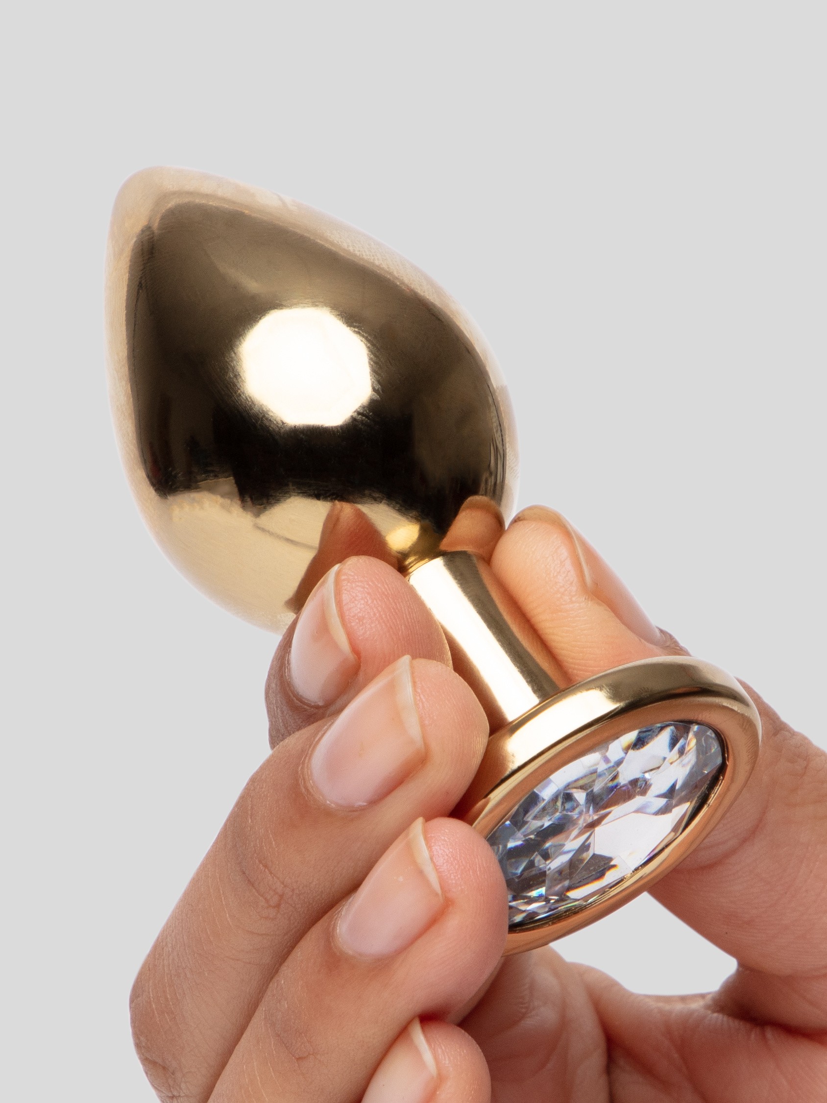 Lovehoney Jewelled Gold Metal Medium Butt Plug 3 Inch, Gold, hi-res