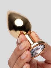 Plug anal moyen métal cristal doré 8 cm, Lovehoney, Or, hi-res