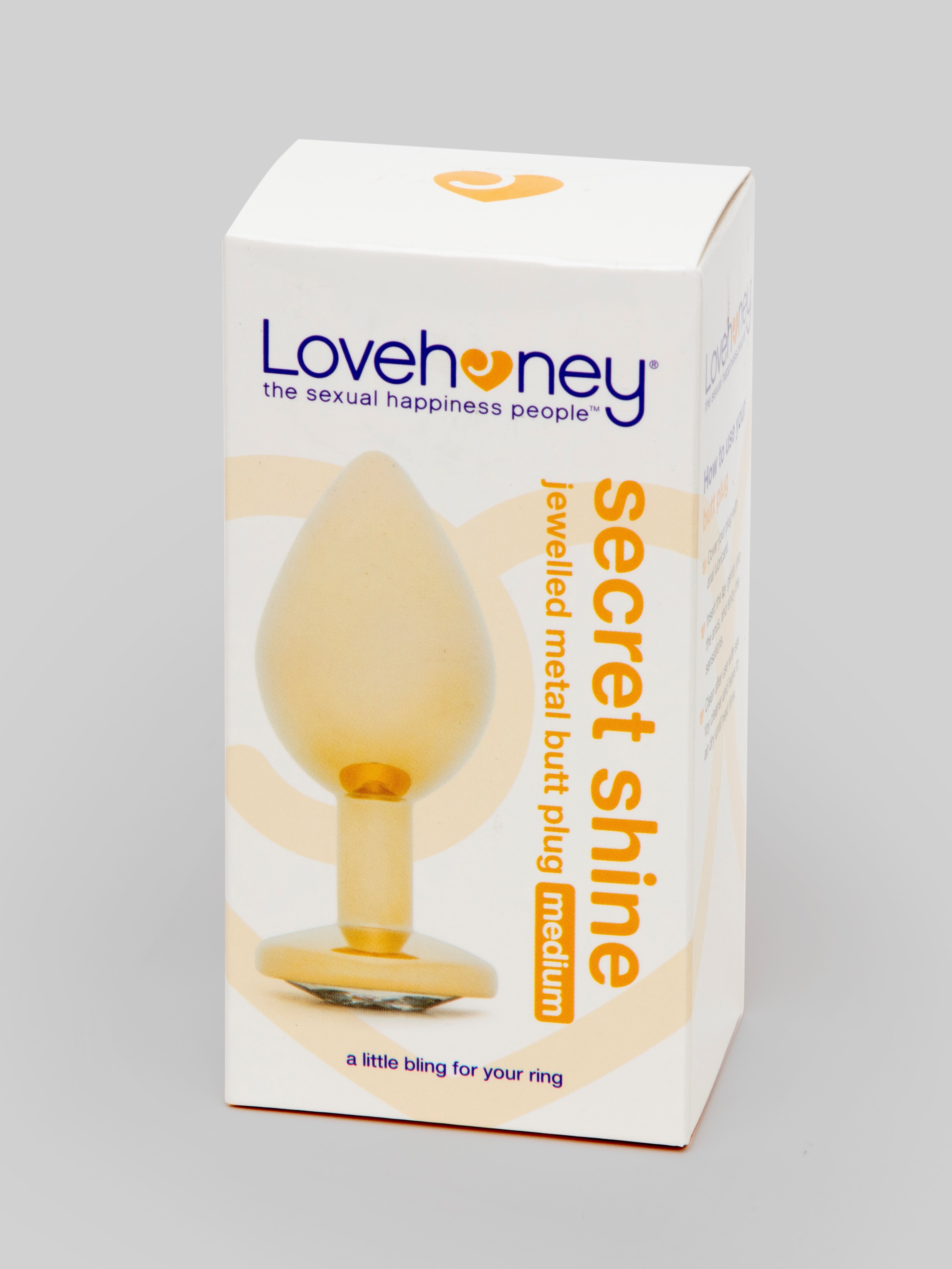 Lovehoney Jewelled Gold Metal Medium Butt Plug 3 Inch, Gold, hi-res