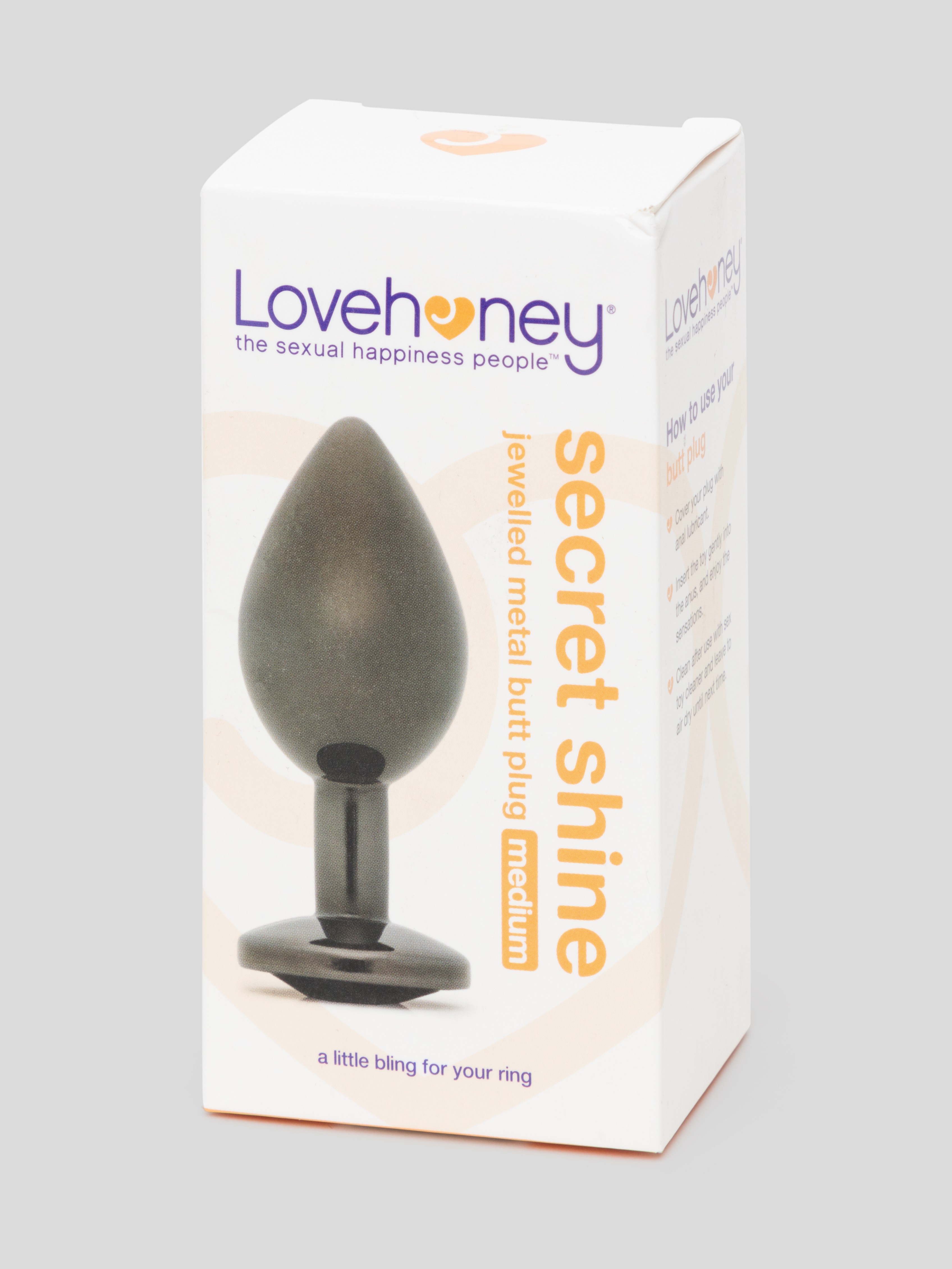 Lovehoney Jeweled Grey Metal Medium Butt Plug 3 Inch , Grey, hi-res