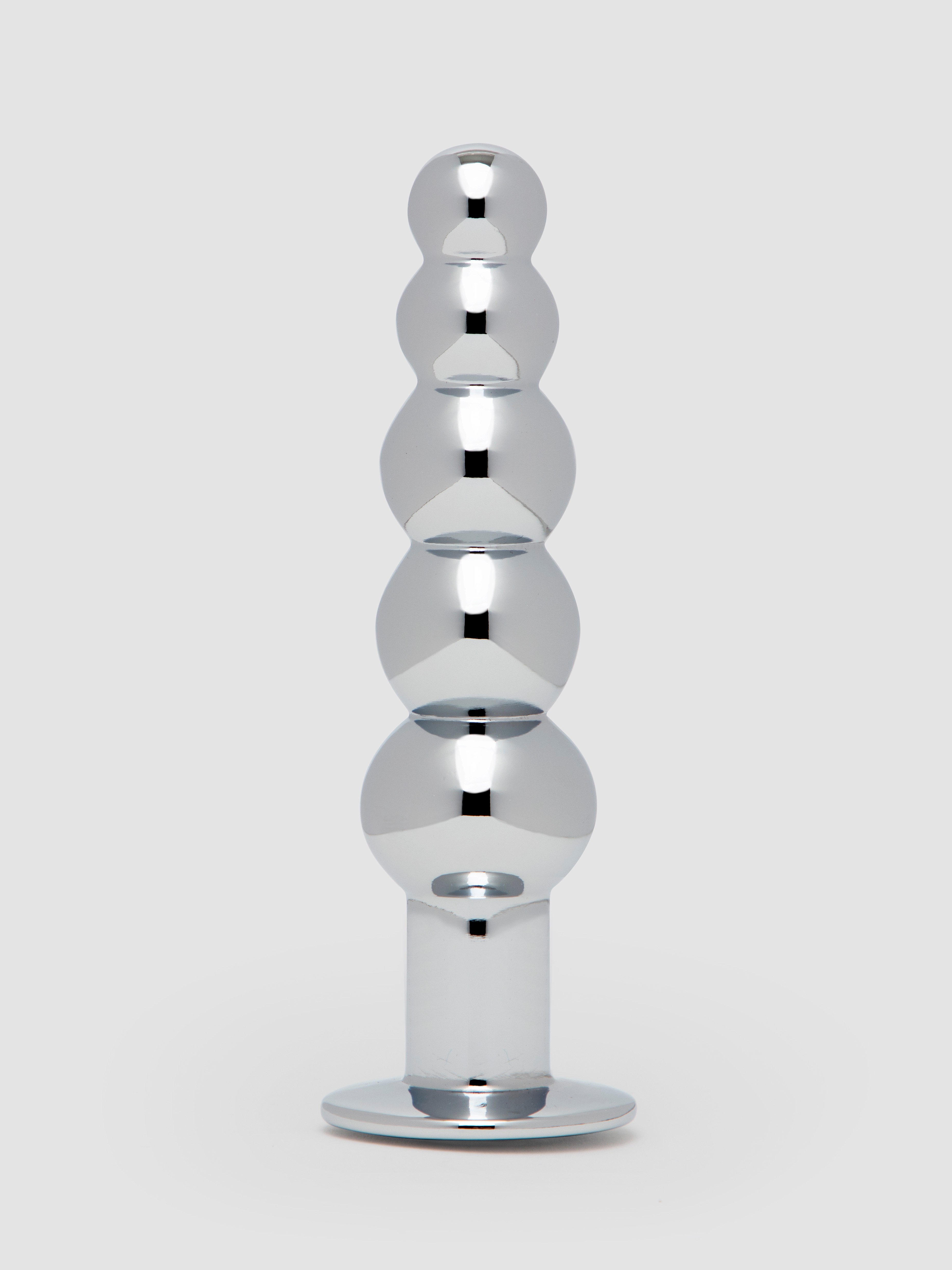 Lovehoney Power Jewel Beaded Aluminium Jewelled Butt Plug 5 inch, Silver, hi-res