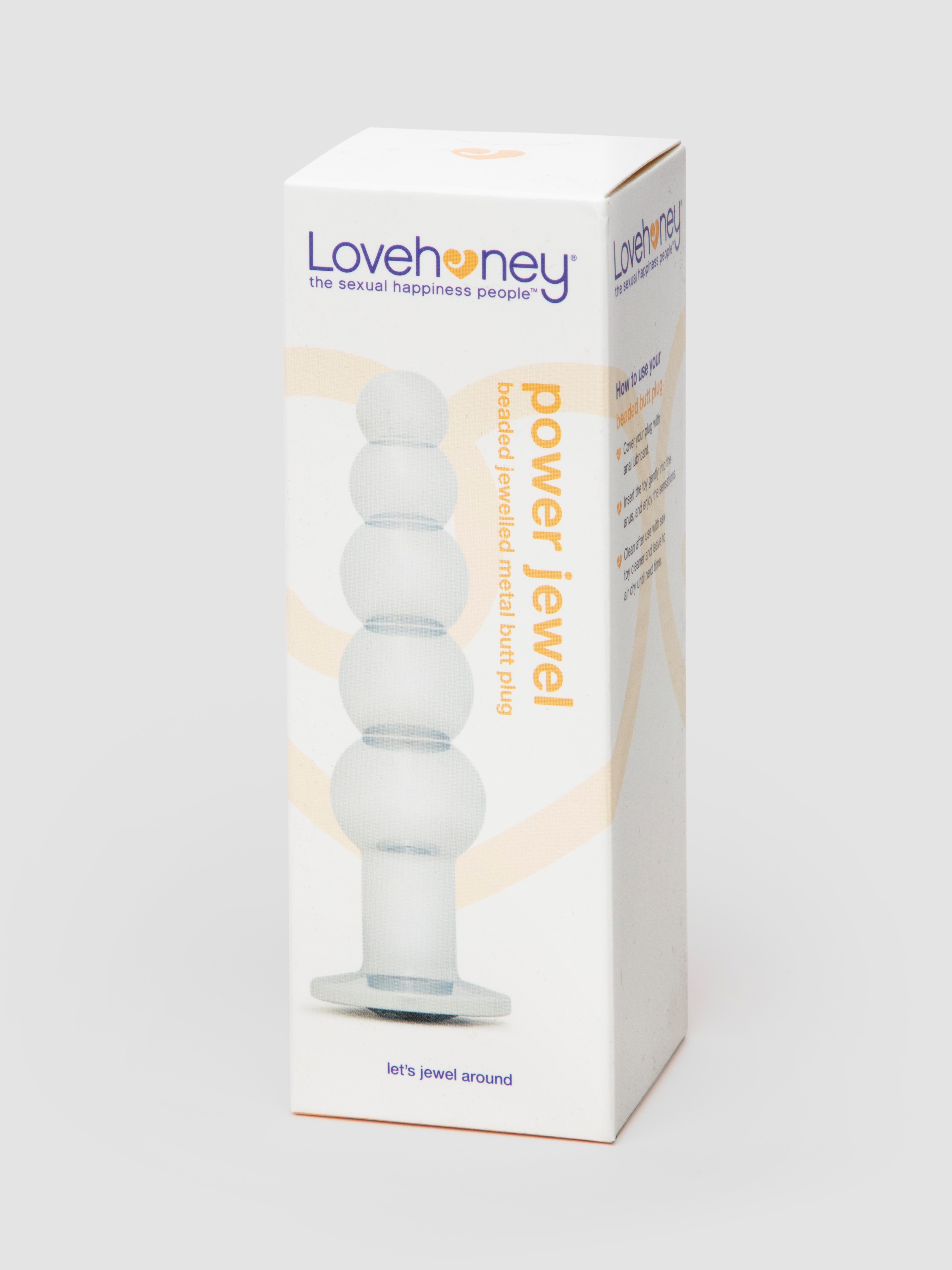 Lovehoney Power Jewel Beaded Aluminium Jewelled Butt Plug 5 inch, Silver, hi-res