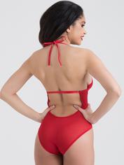 Lovehoney Peek-a-Boo White Lace Body, Red, hi-res