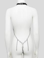 DOMINIX Deluxe Open-Body Chain Harness with Leather Collar, Silver, hi-res