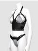 DOMINIX Deluxe Leather and Chain Harness Bra Set, Black, hi-res
