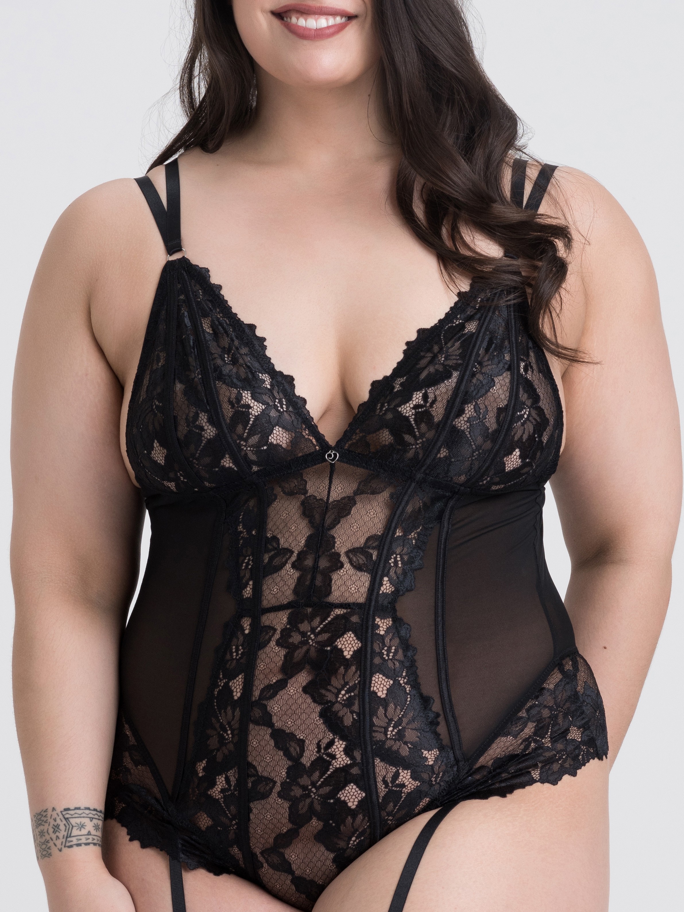 Lovehoney Lavish Black Lace Body, Black, hi-res