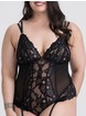 Lovehoney Lavish Black Lace Teddy, Black, hi-res