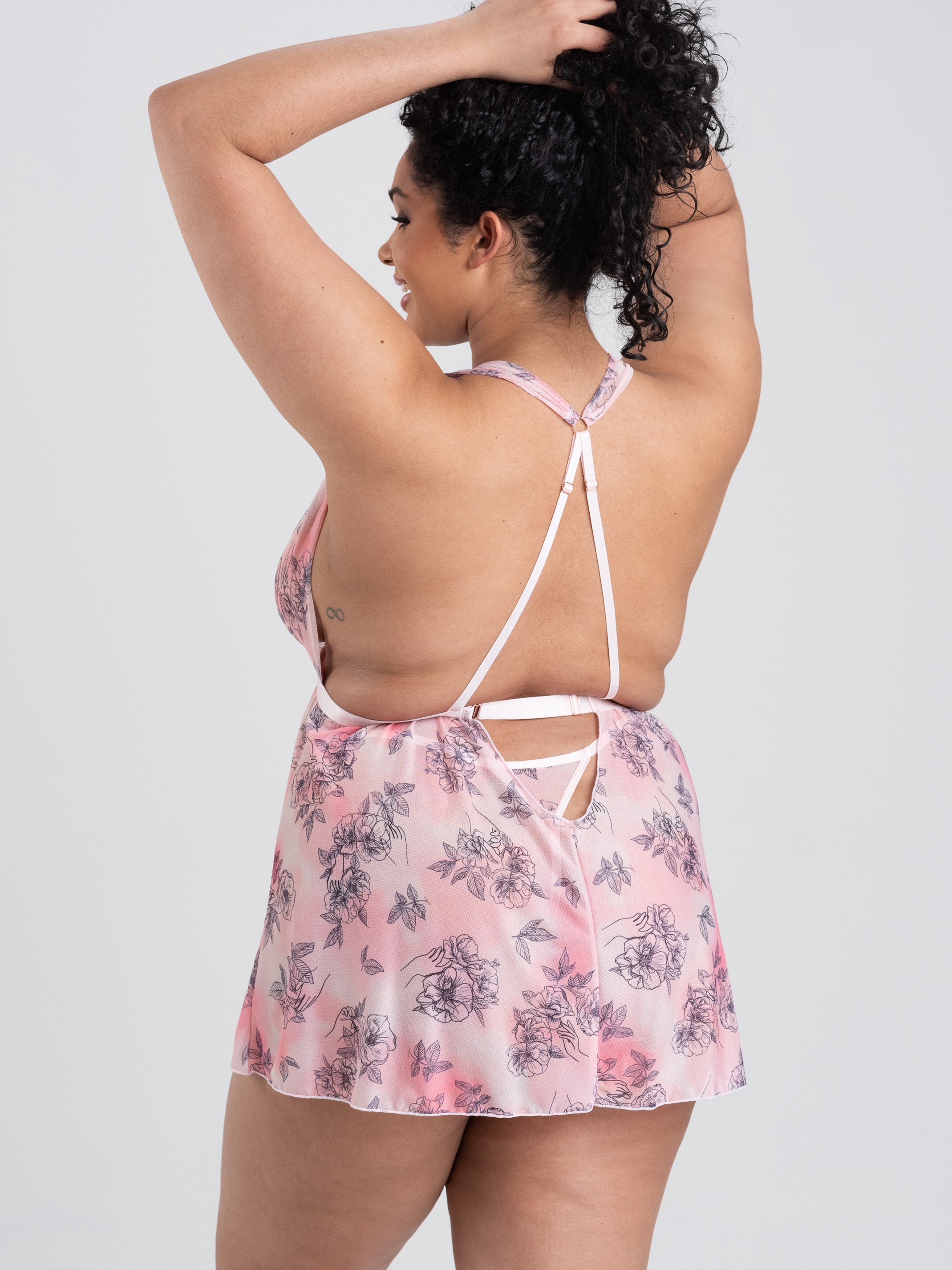 Lovehoney Rose Embrace Pink Babydoll, Pink, hi-res