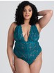 Lovehoney Plus Size Mindful Forest Green Recycled Lace Teddy, Green, hi-res
