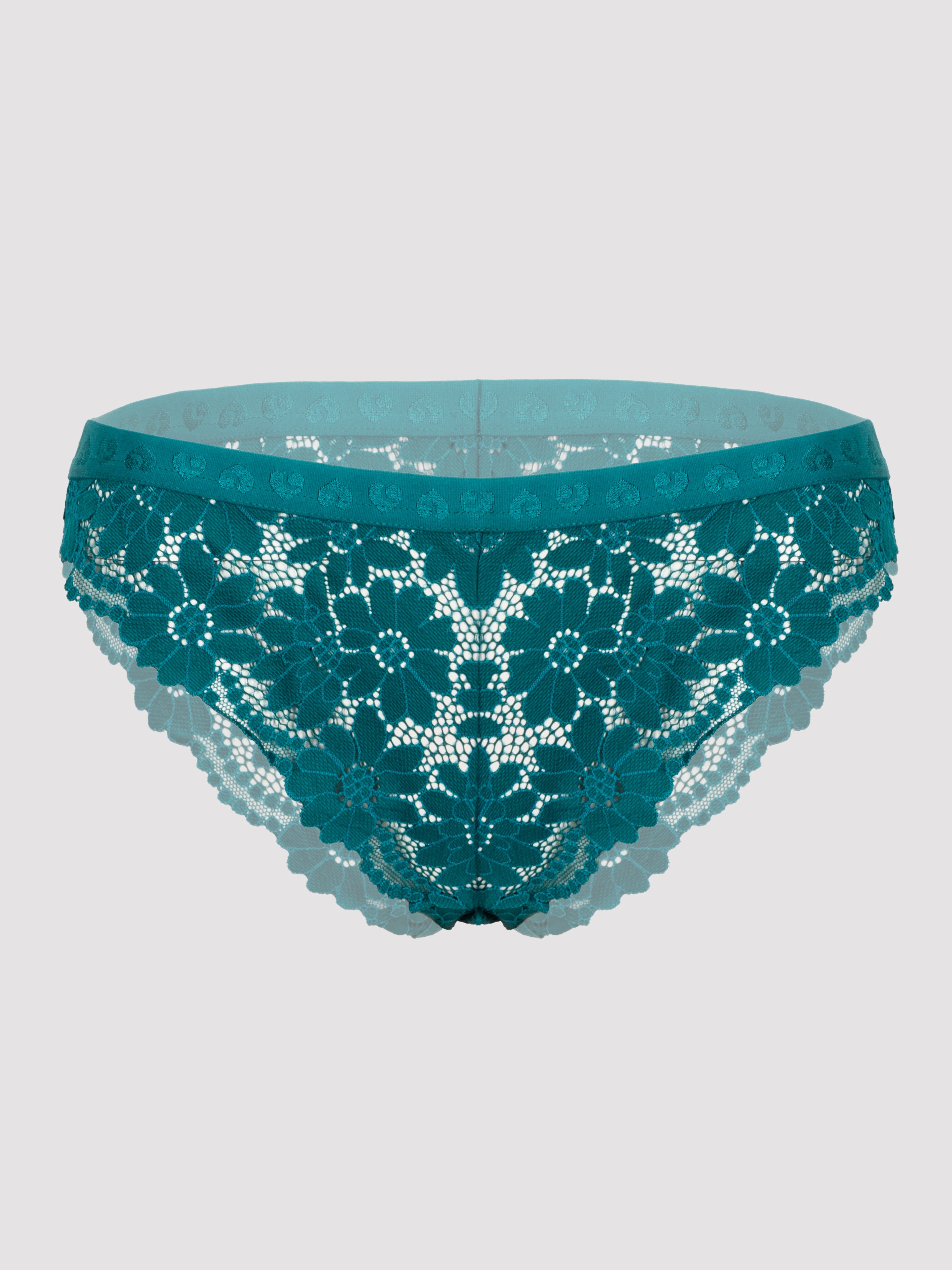 Lovehoney Mindful Forest Green Recycled Lace Brazilian Knickers, Green, hi-res
