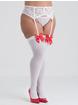  Lovehoney Fantasy White and Red Bow Top Stockings, Red, hi-res