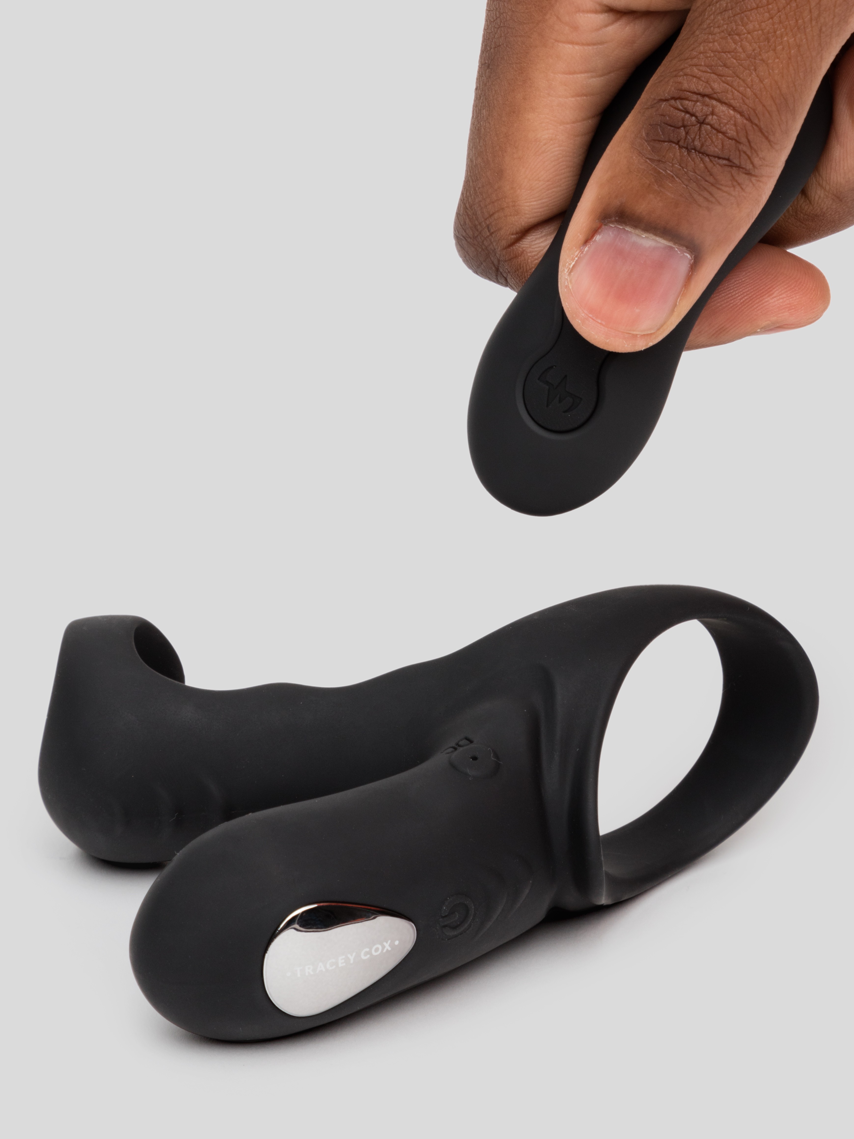 Tracey Cox EDGE Rechargeable Remote Control Penis Sleeve and Clitoral Stimulator, Black, hi-res