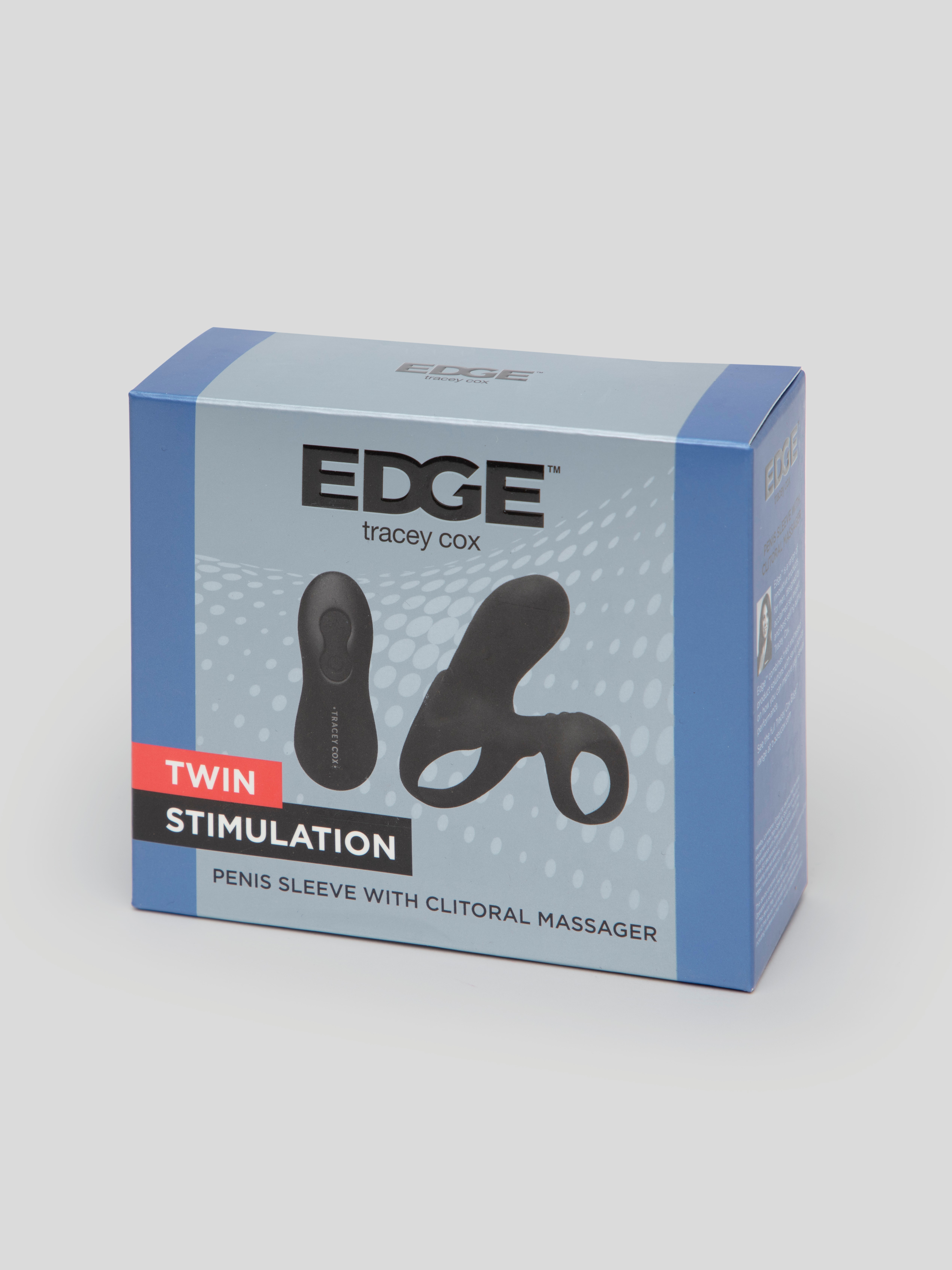 Tracey Cox EDGE Rechargeable Remote Control Penis Sleeve and Clitoral Stimulator, Black, hi-res